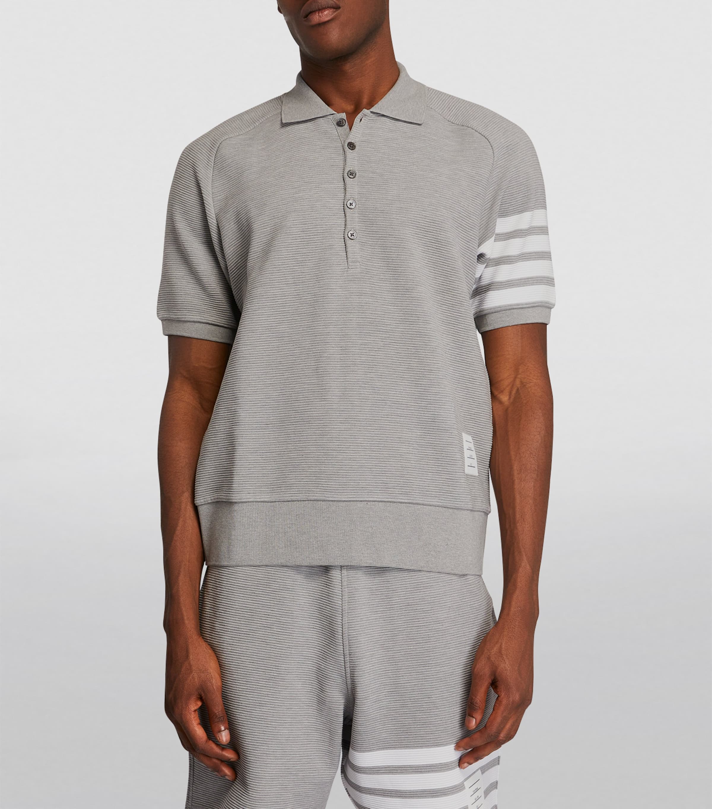 Thom Browne Ribbed 4-Bar Polo Shirt | Harrods AE