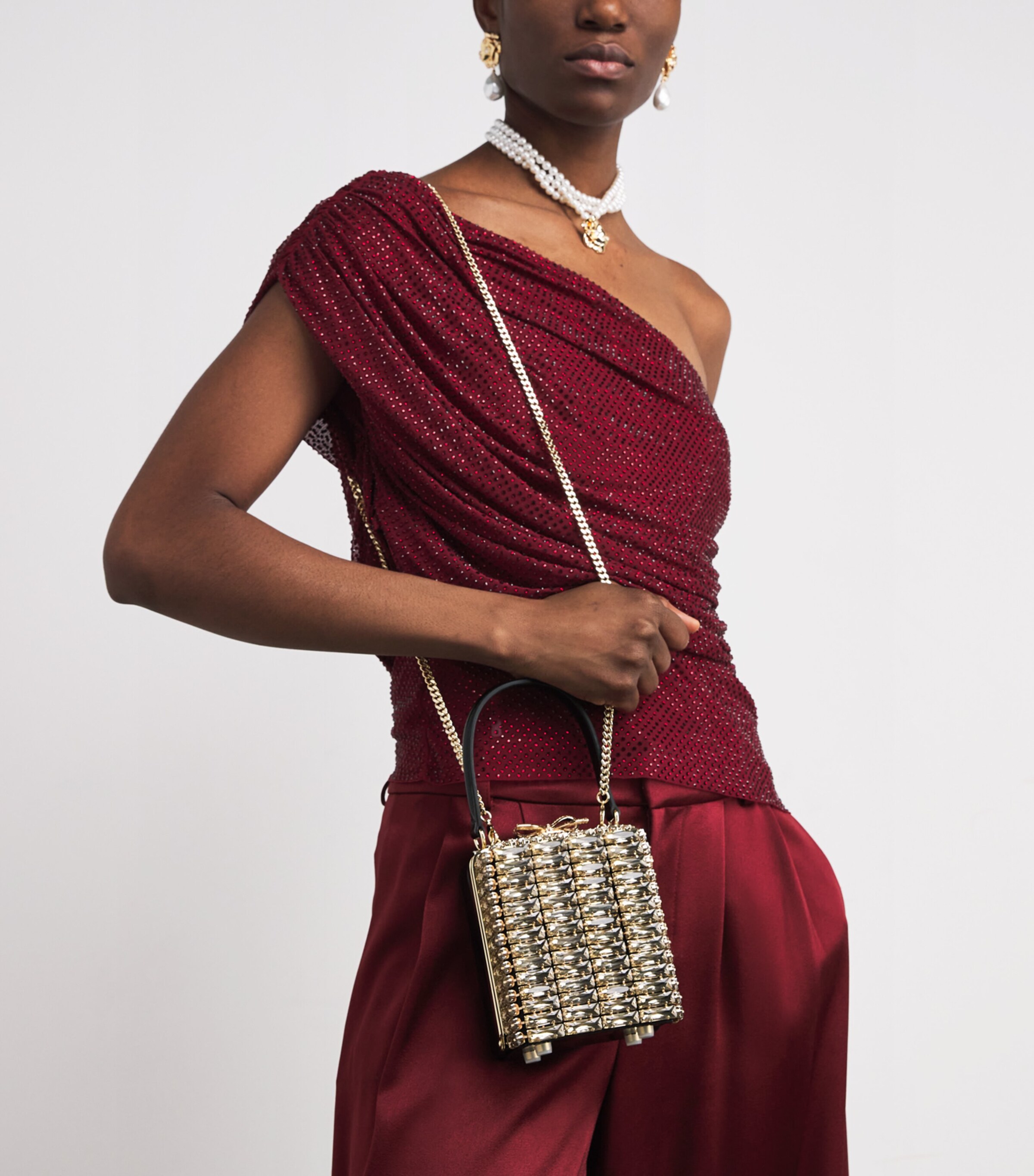 Mini Crystal-Embellished Top-Handle Bag GOLD Image 5