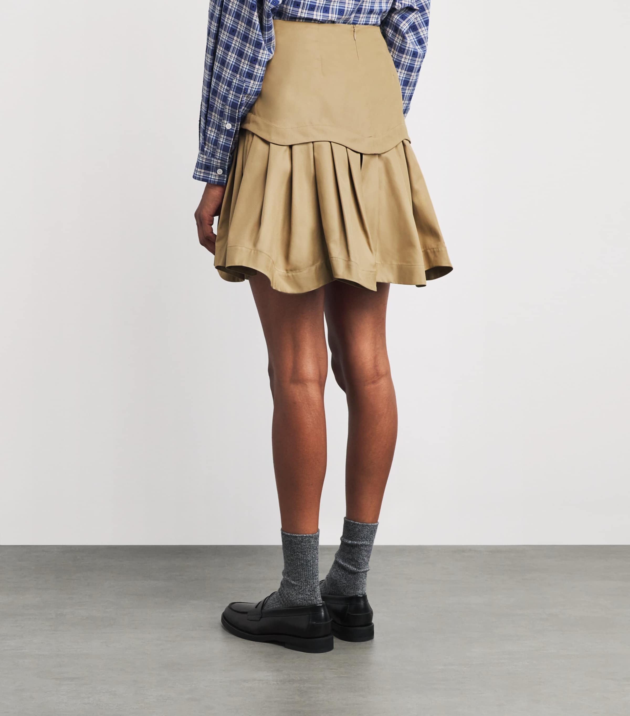 Cotton Ruffled Mini Skirt BEIGE Image 4