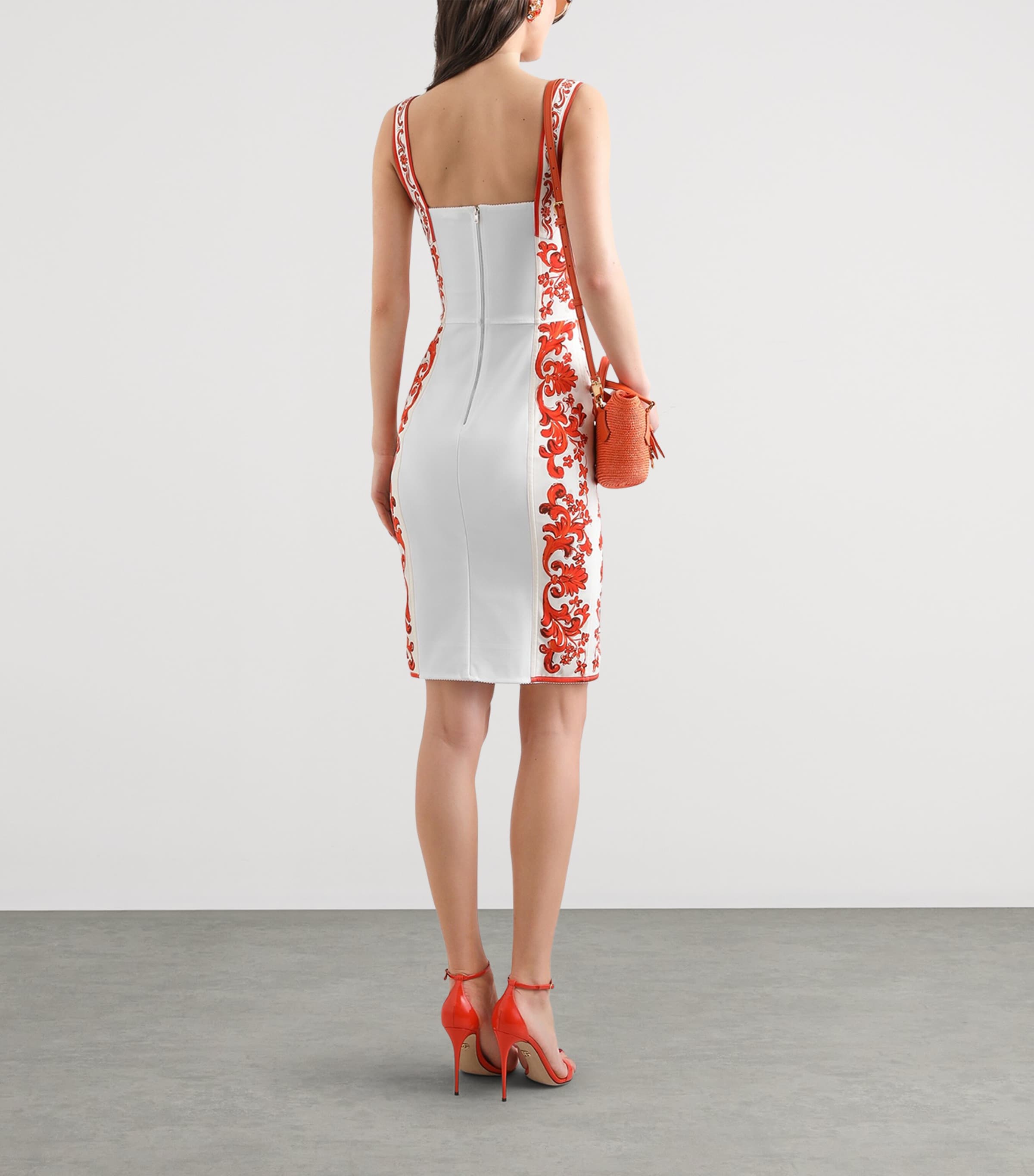 Dolce&Gabbana Womens Silk-Blend Majolica Print Mini Dress Combined Colou Image 3