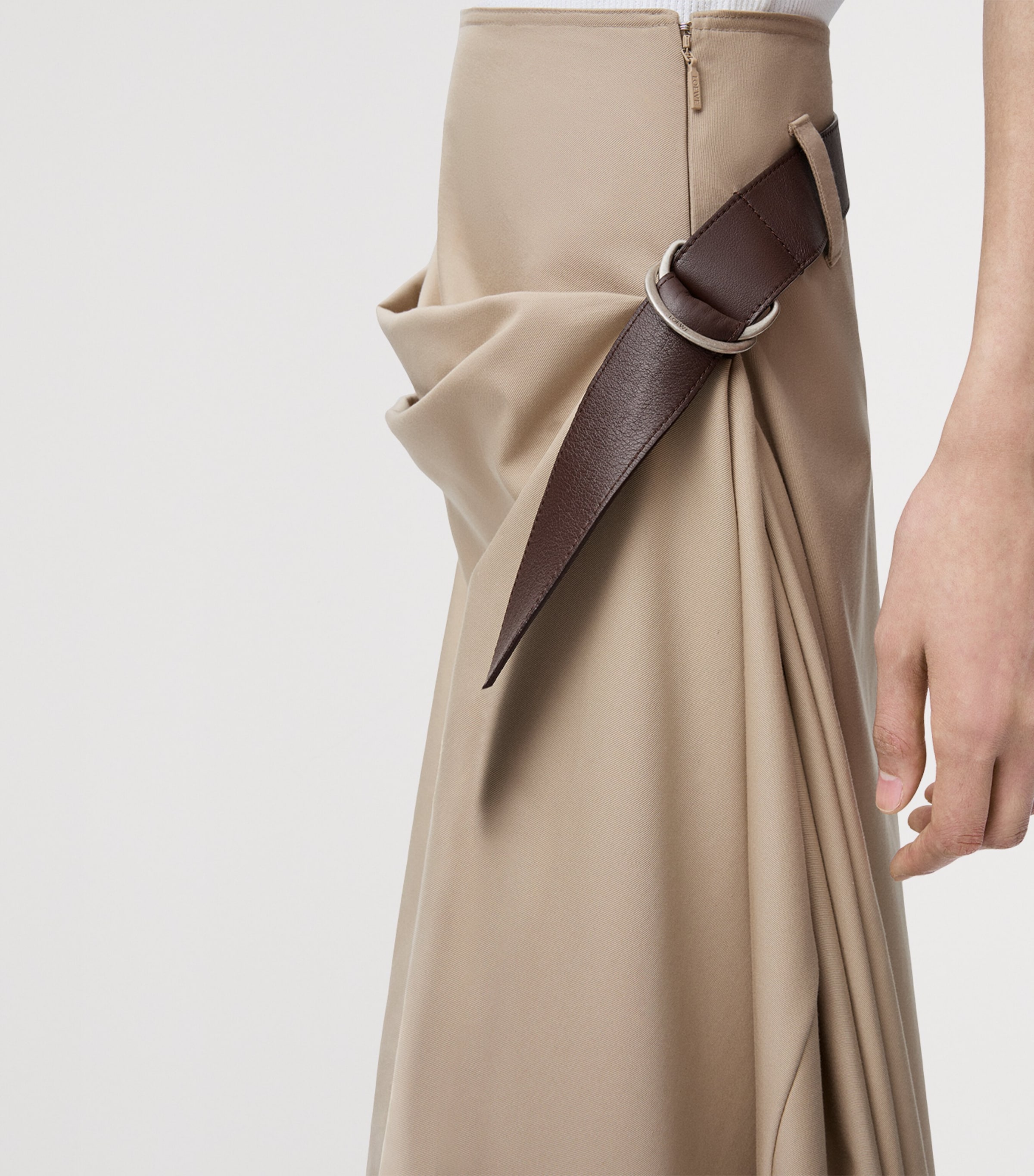 Cotton-Silk Asymmetric Midi Skirt BEIGE Image 5