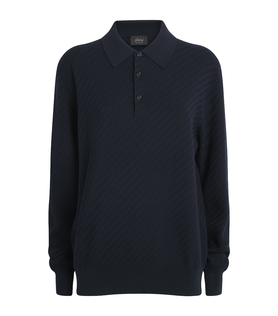 Brioni Mens Cotton-Silk-Cashmere Polo Shirt Image 1