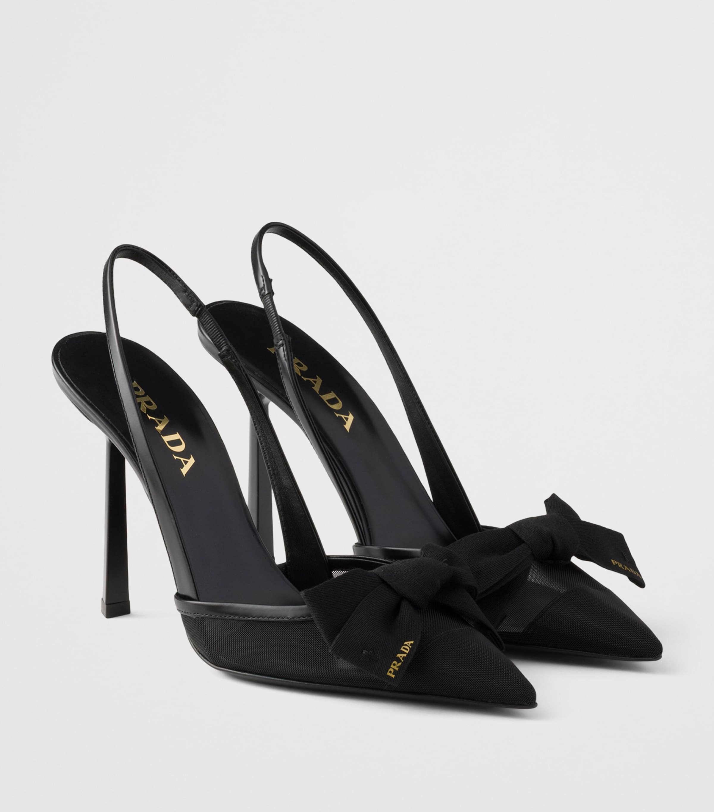 Prada Mesh Bow Slingback Heels 100 Black Image 2