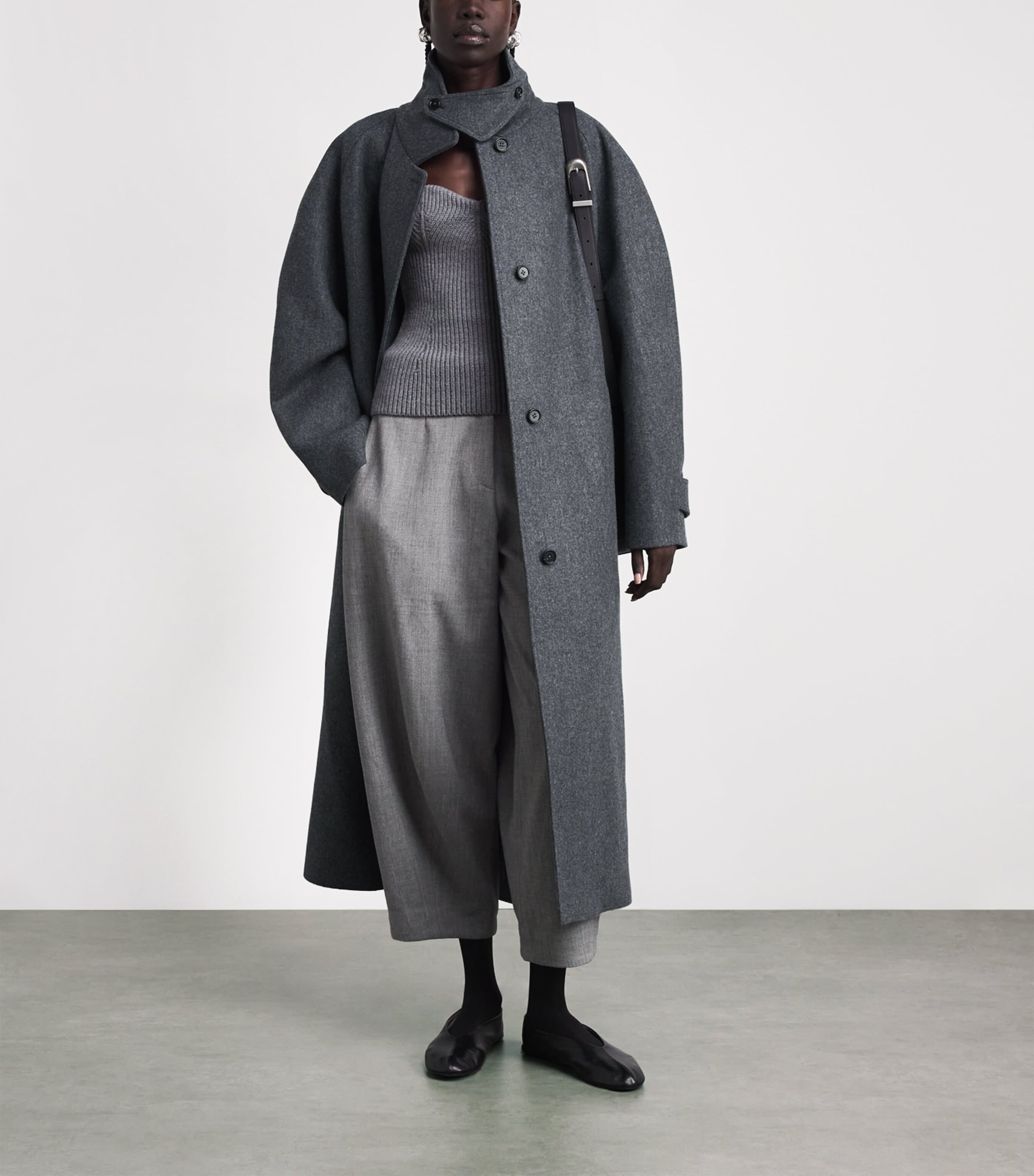 Jil Sander Womens Wool-Blend Oversized Coat Fog Image 2