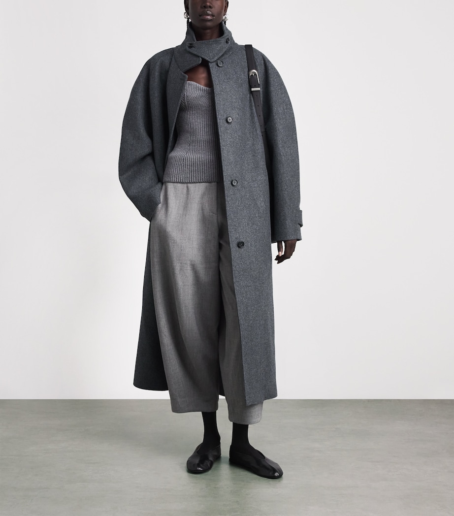 Jil Sander Womens Wool-Blend Oversized Coat Fog Image 2