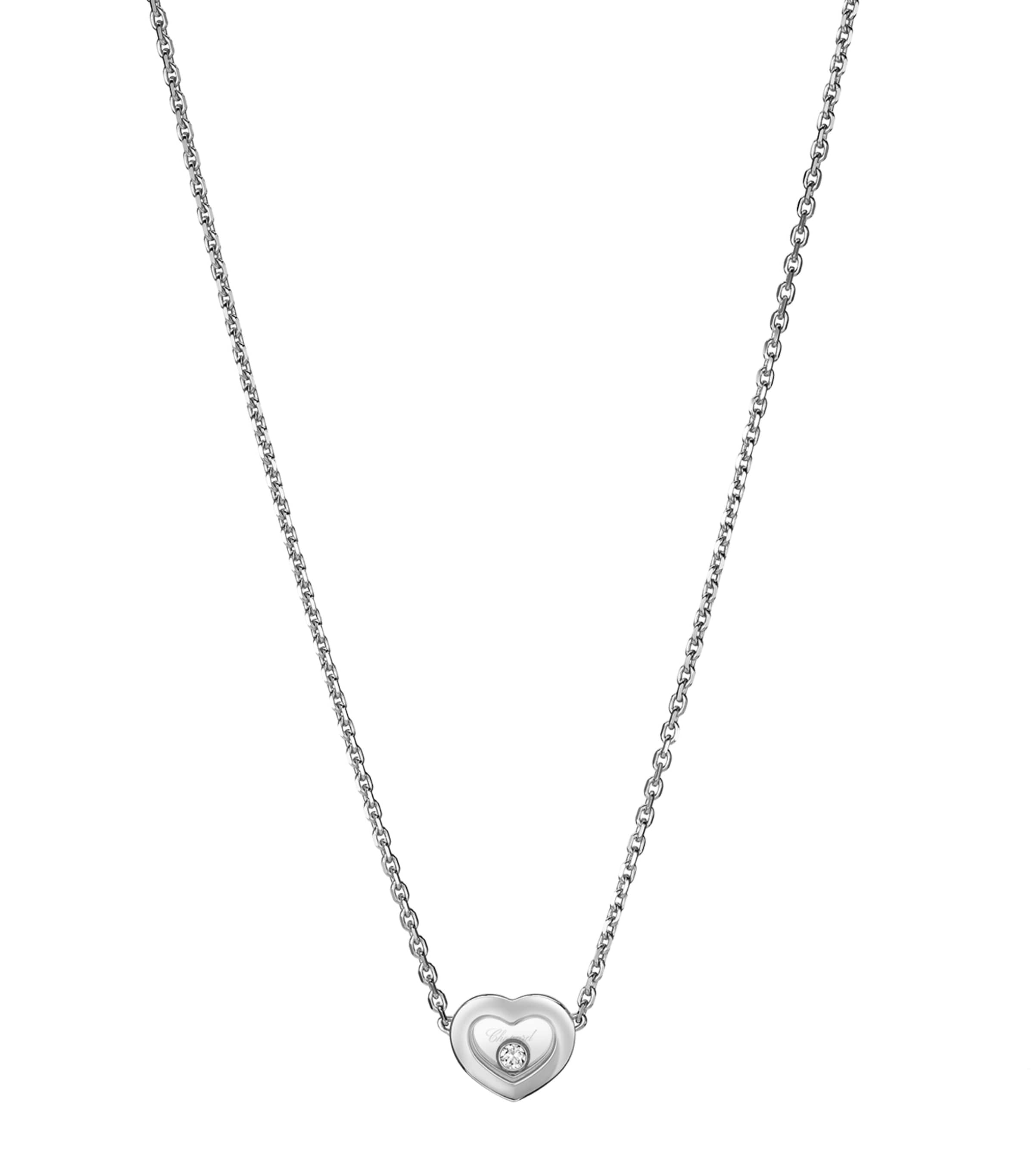 Chopard White Gold And Diamond Happy Diamonds Icons Necklace In Gray