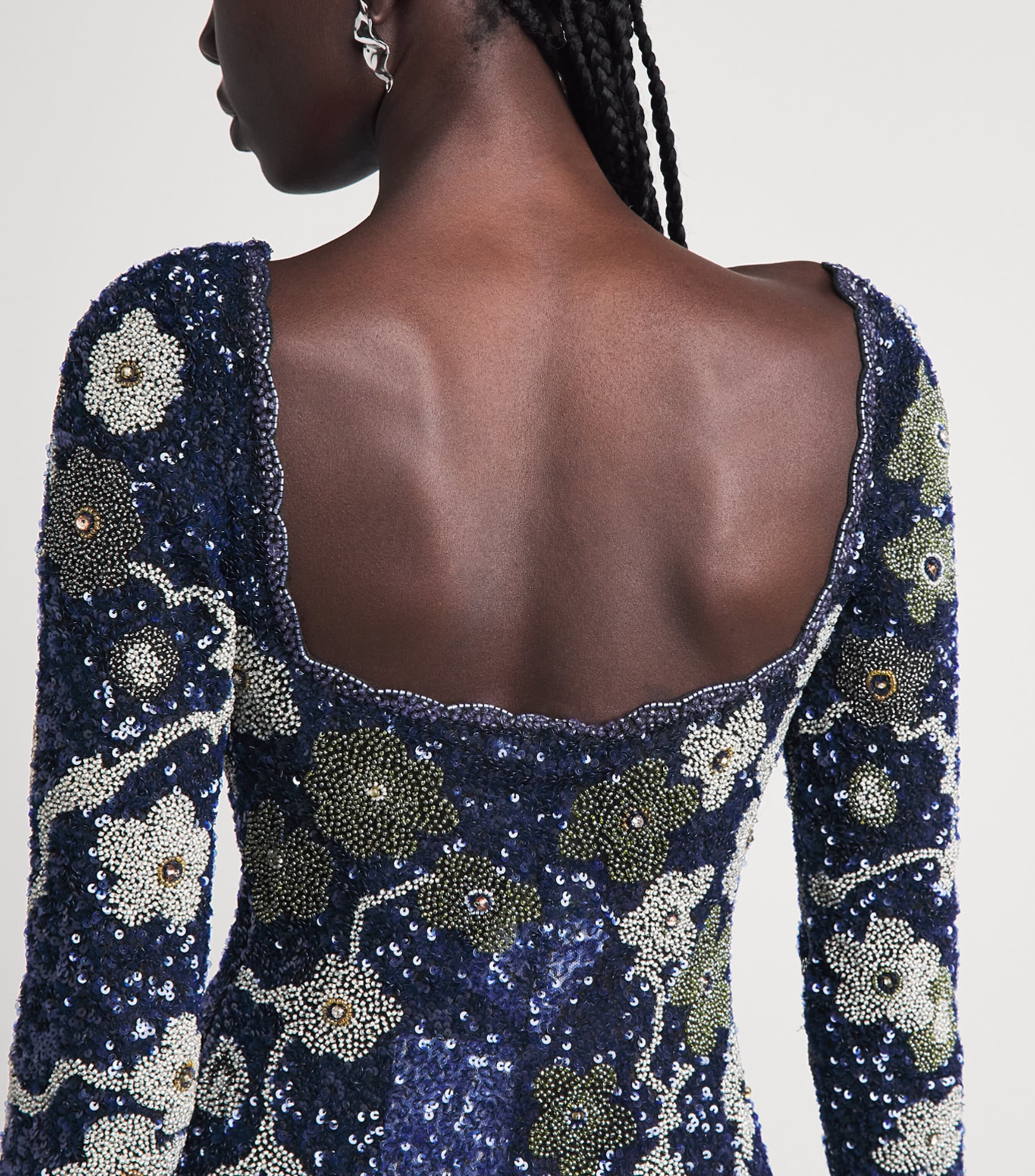 Clio Peppiatt Womens Beaded Dahlia Mini Dress Blue Image 5
