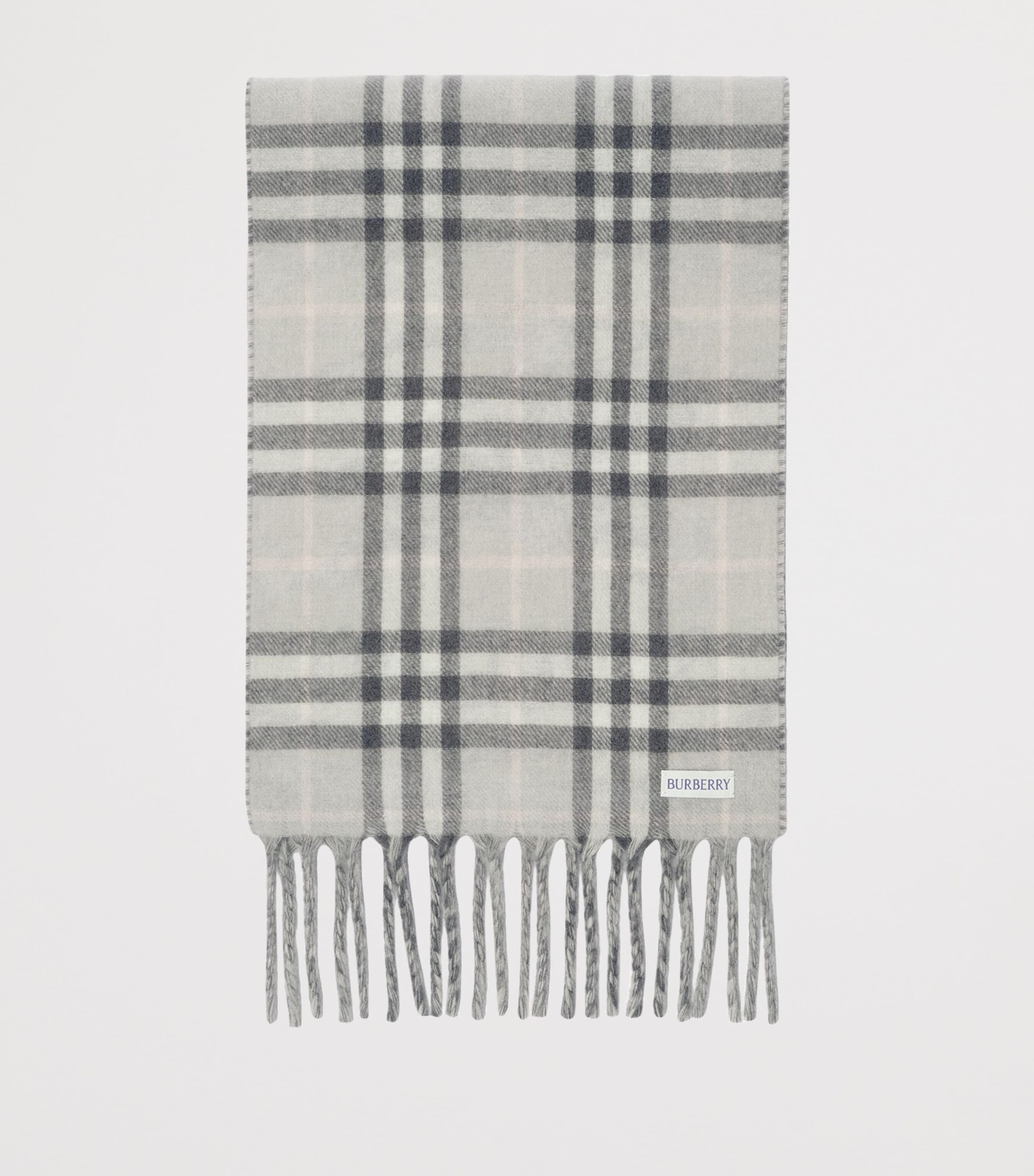 Burberry Cashmere Reversible Knight Stamp Scarf Mitten Grey Image 6