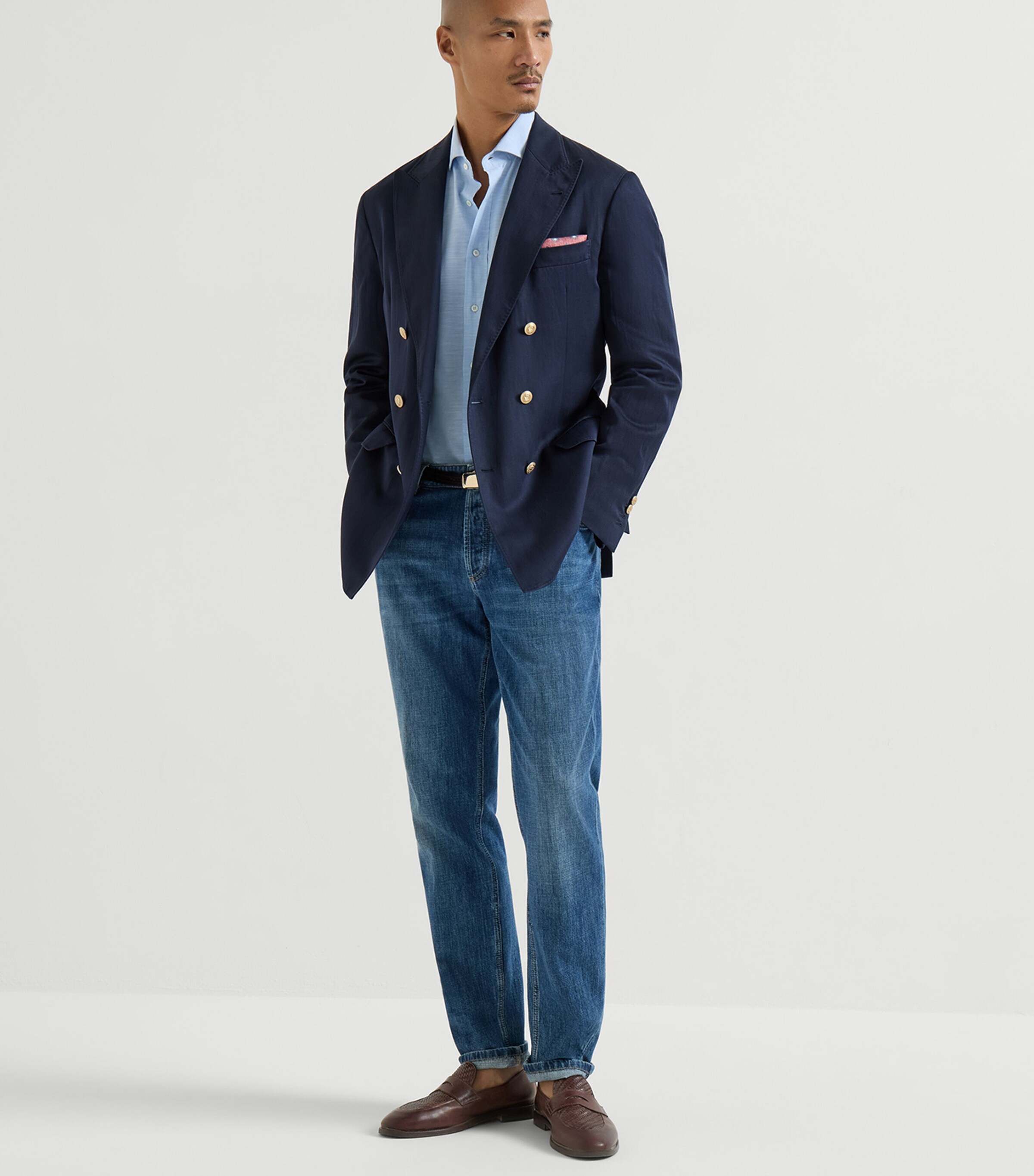 Brunello Cucinelli Mens Cotton Oxford Slim-Fit Shirt Image 2