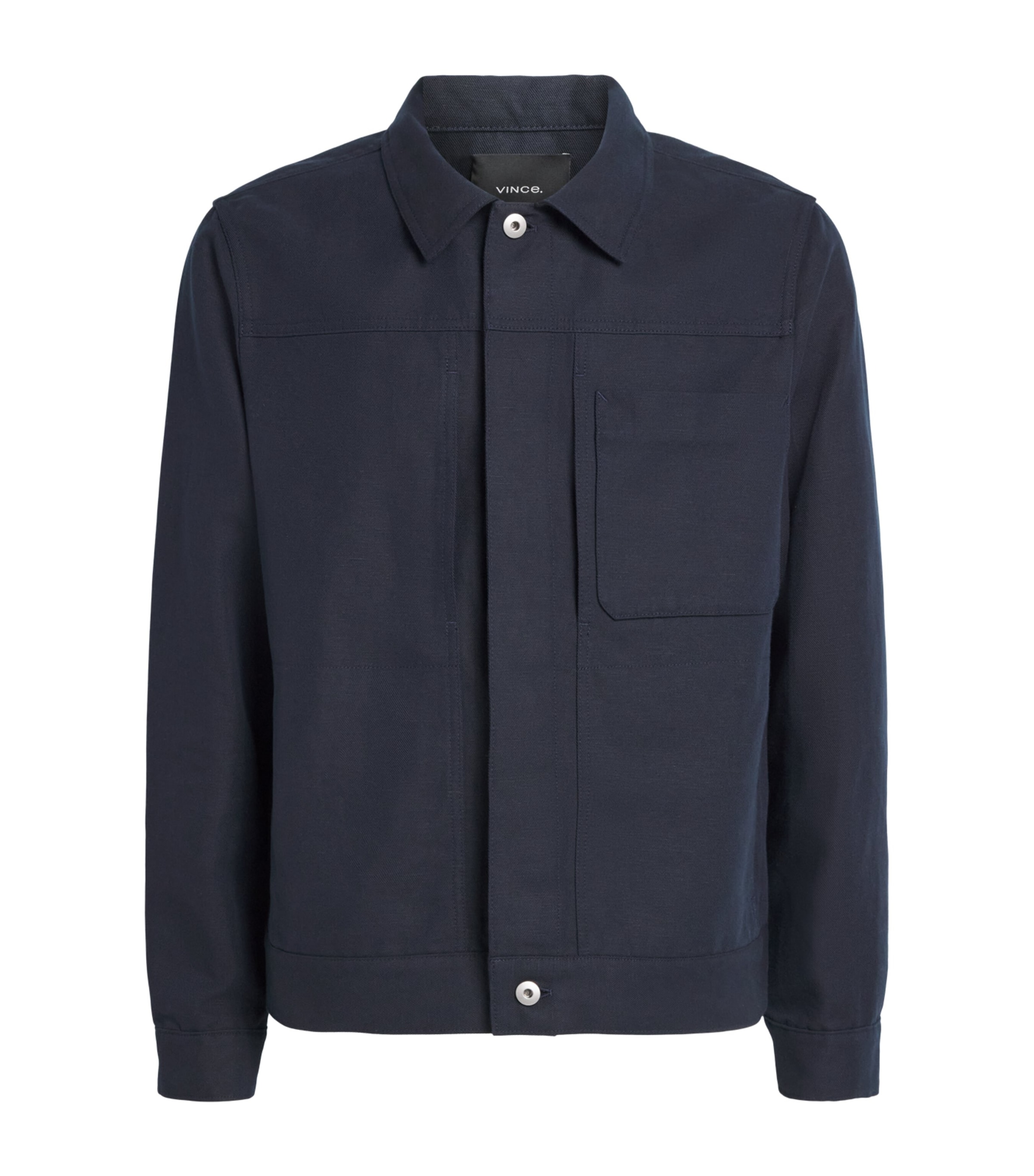 Vince Mens Cotton-Linen Trucker Overshirt Coastal Image 1