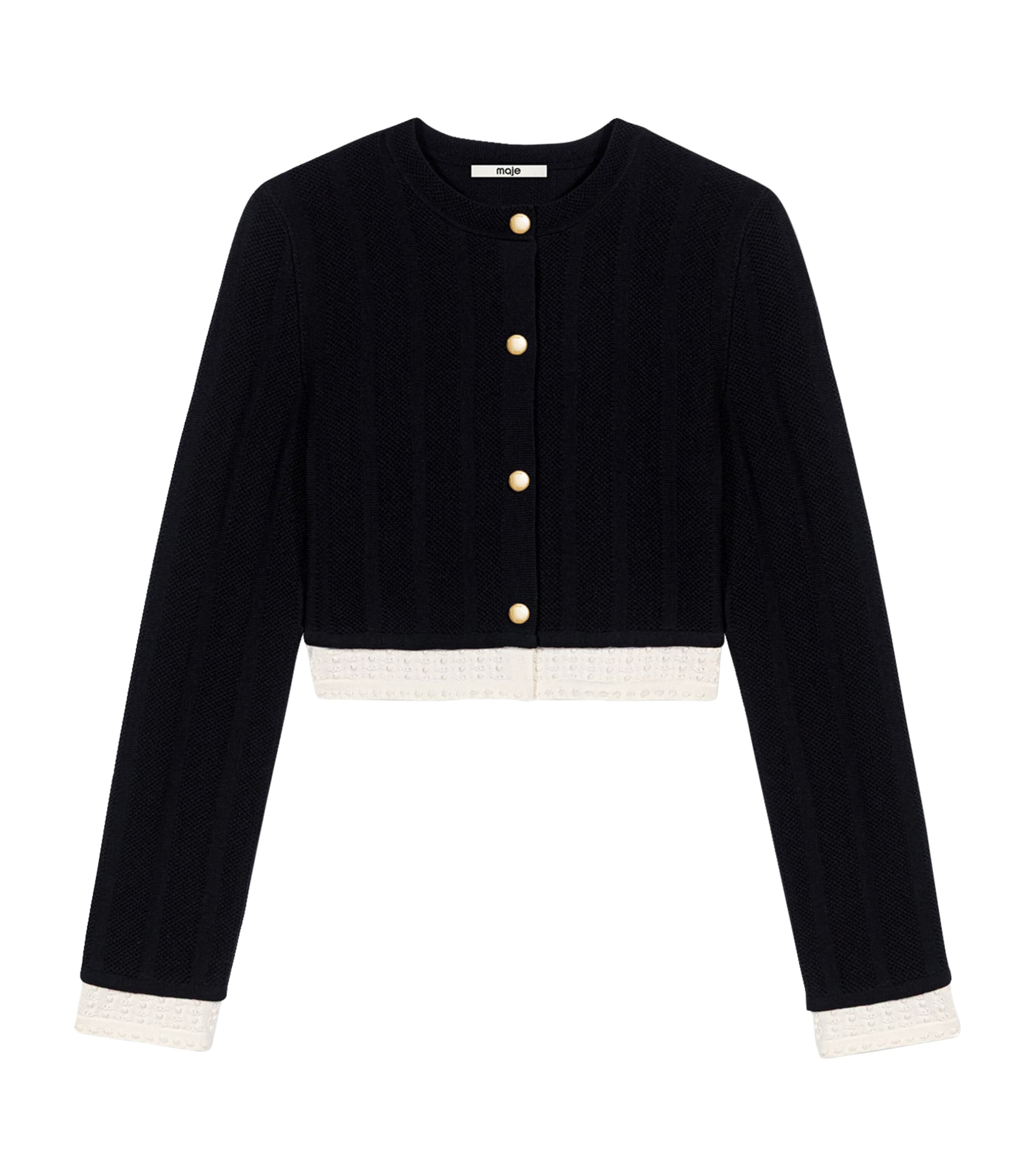 Maje Cropped Cardigan In Black