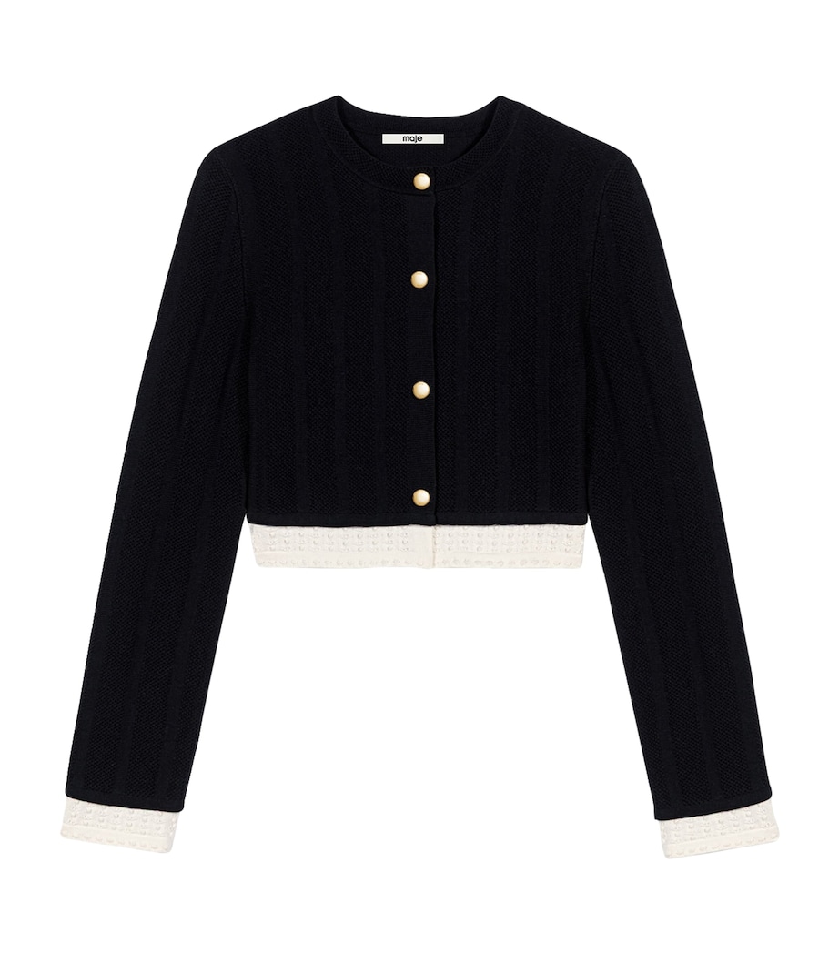 Maje Womens Cropped Cardigan Black Image 1