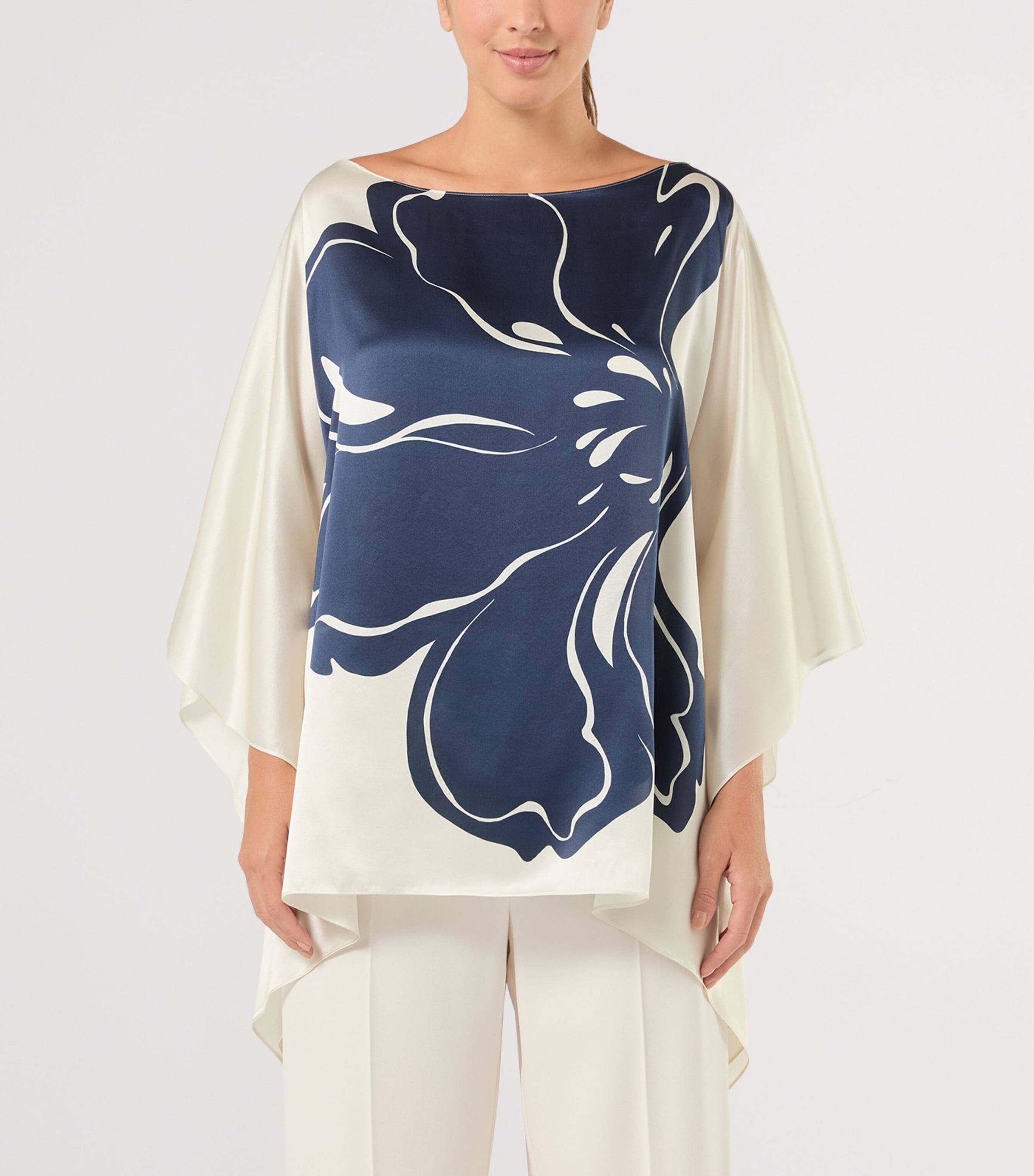 Marina Rinaldi Ivory Silk Floral Tunic Blouse | Harrods FR