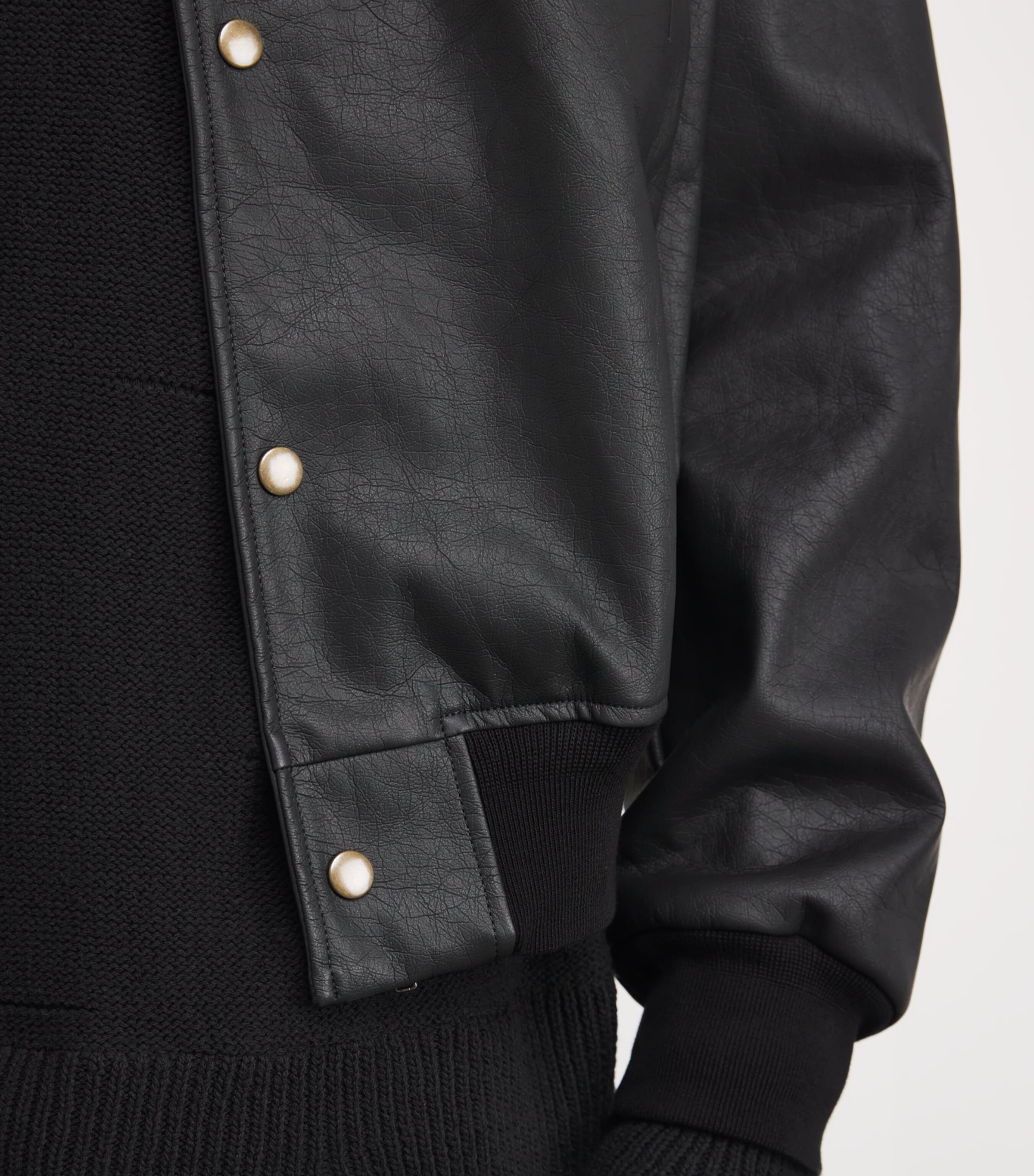 MM6 Maison Margiela Black Faux Leather Varsity Jacket | Harrods US