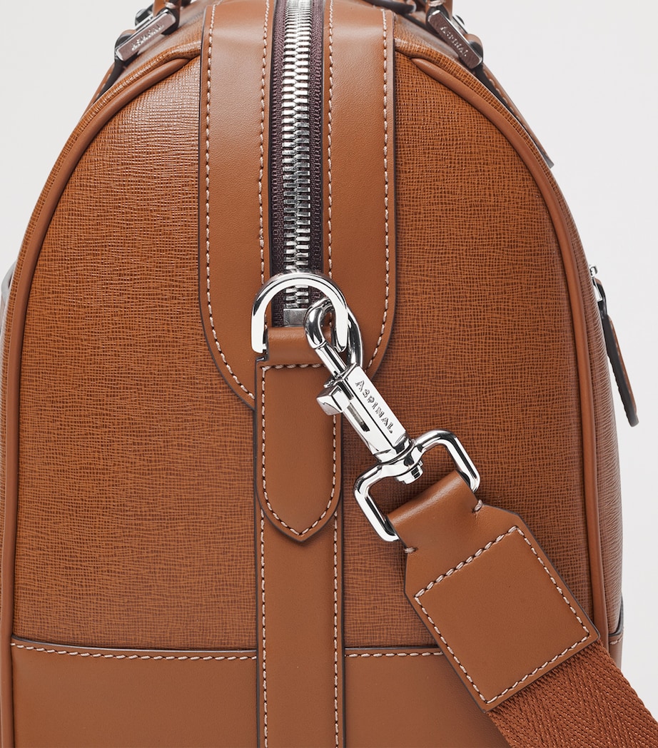 Leather Connaught Flight Holdall Bag TAN Image 6