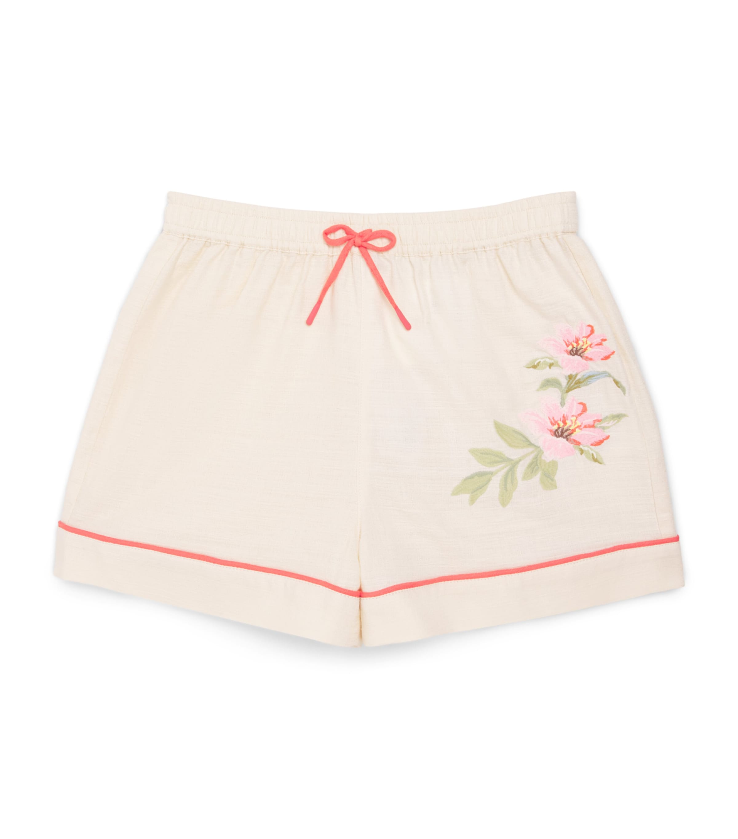 Zimmermann Kids Cotton Embroidered Aster Shorts (2-12 Years) Ivory Image 1