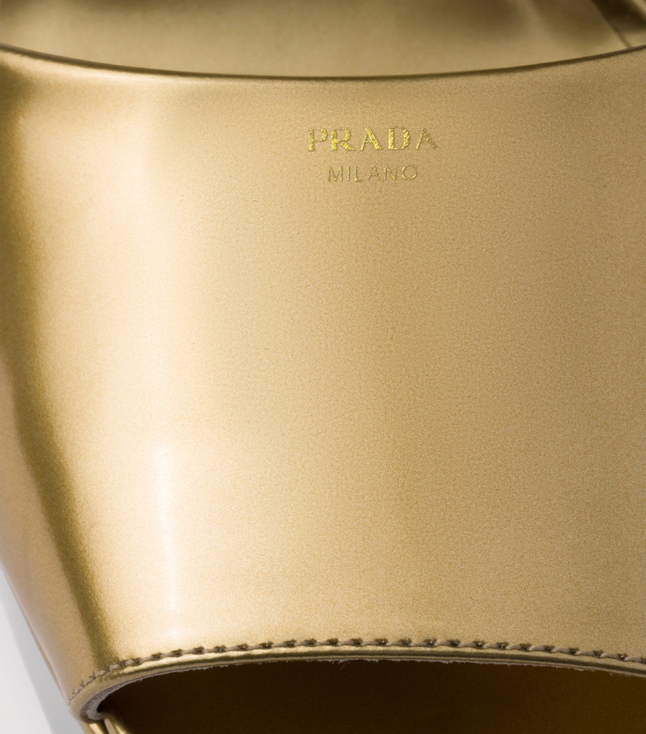 Prada Metallic Leather Platform Sandals Gold/silver Image 6