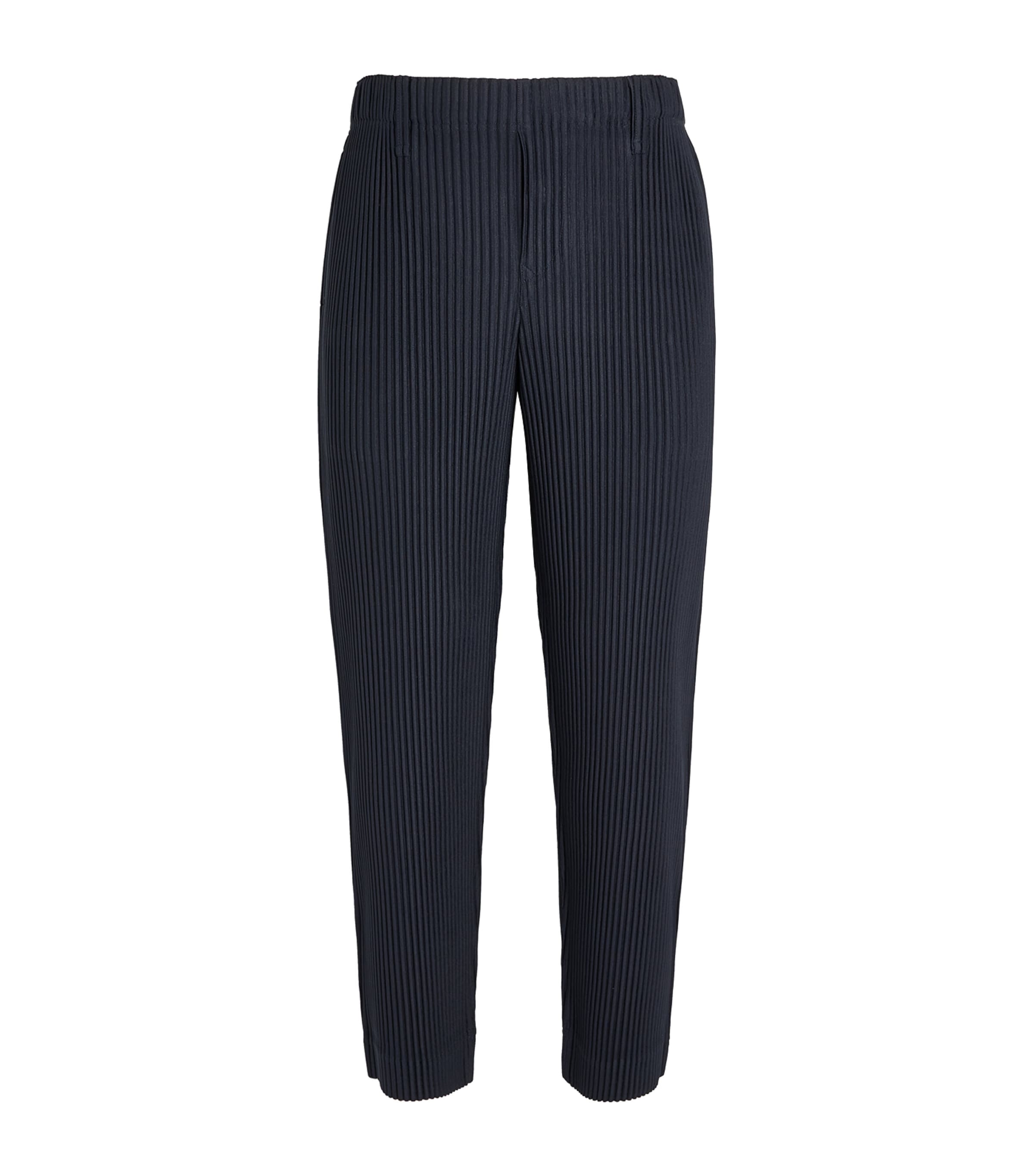 Homme Plissé Issey Miyake Navy Pleated Straight Trousers Harrods IT