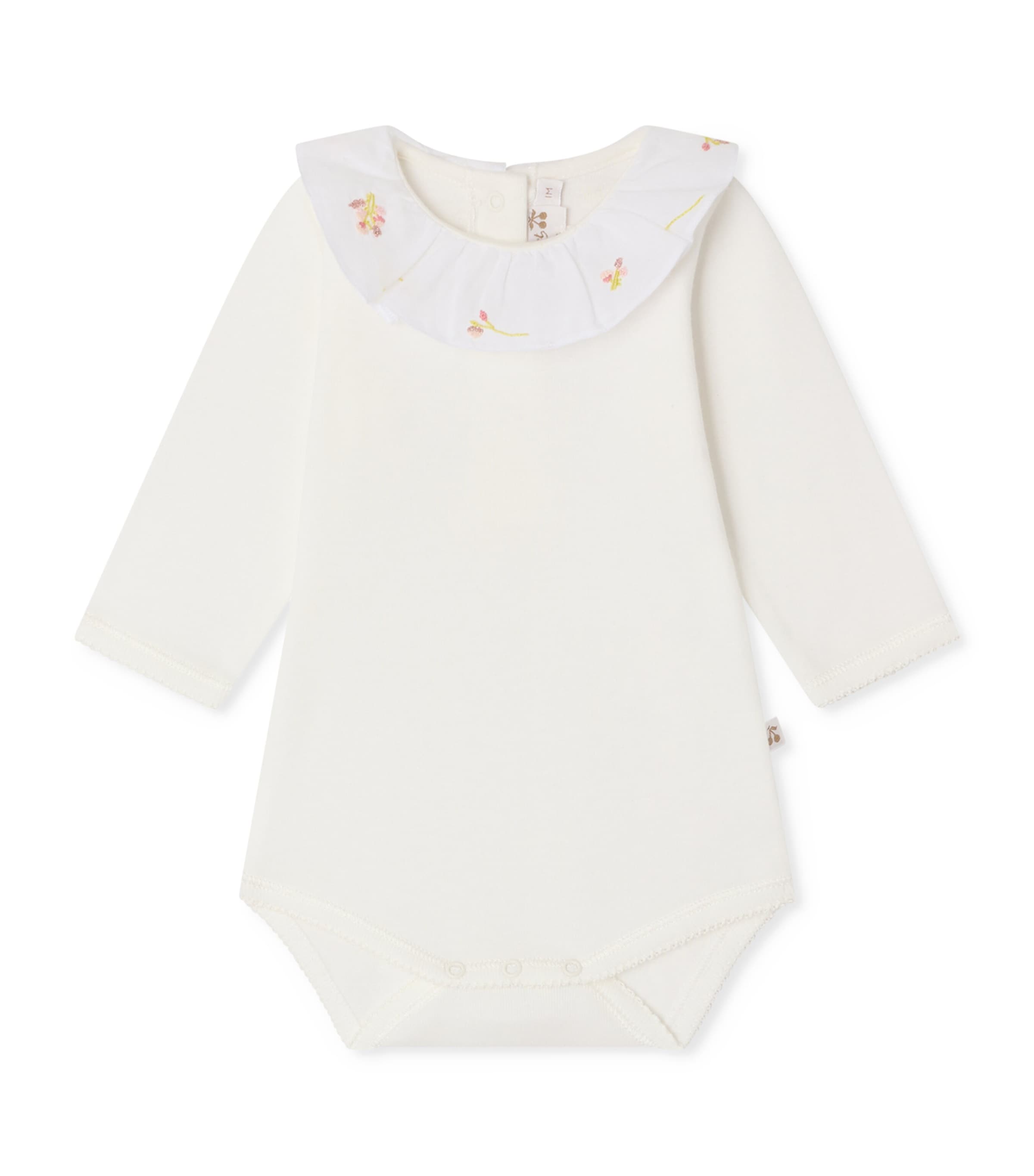 Bonpoint Organic Cotton June Bodysuit (1-18 Months) Blanc Lait Image 1