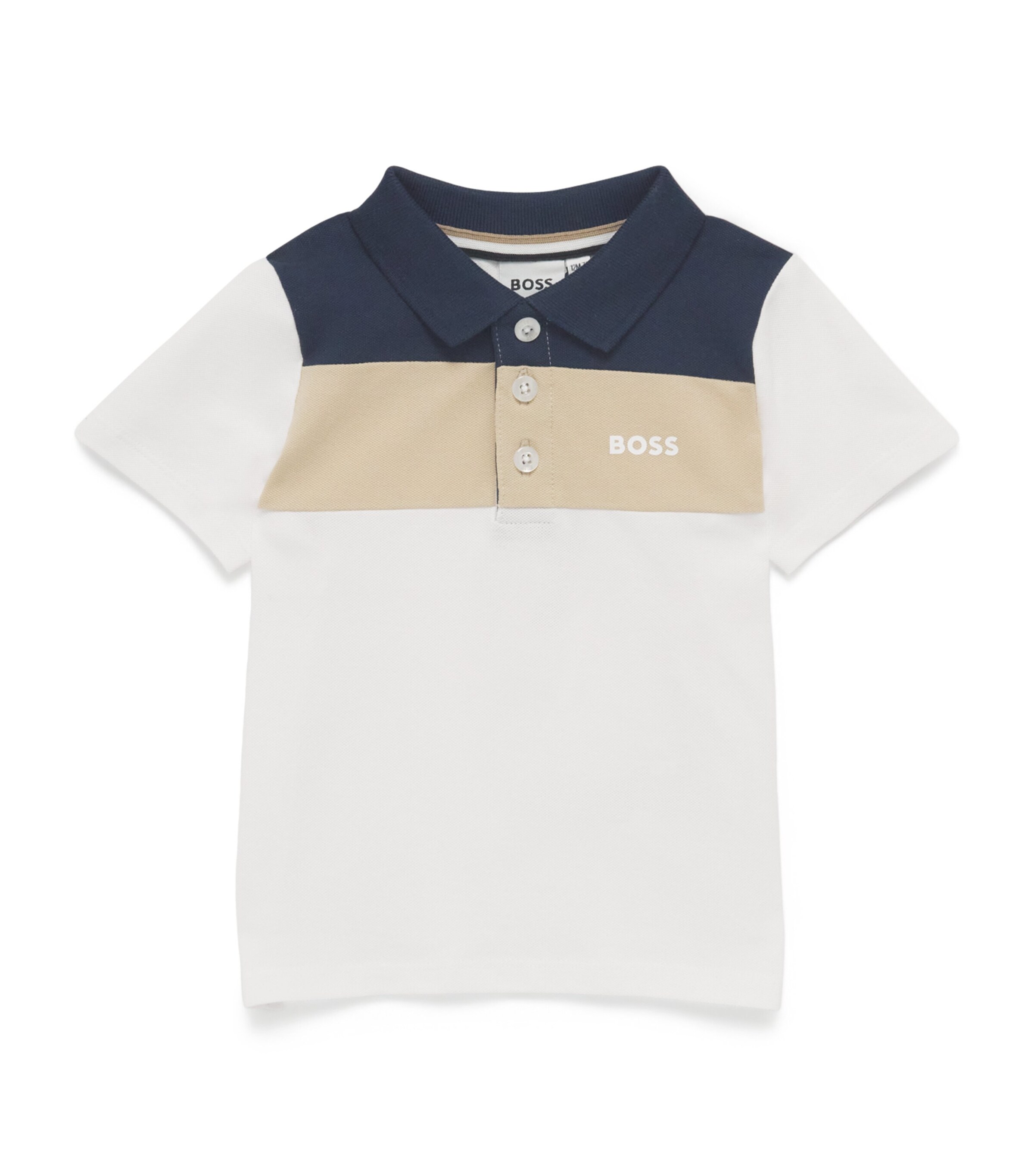 BOSS Kidswear Cotton Colour-Block Polo Shirt (3-18 Months) White Image 1