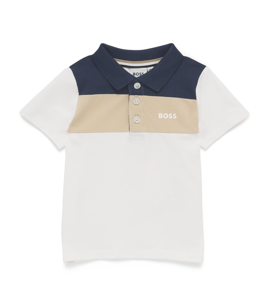 BOSS Kidswear Cotton Colour-Block Polo Shirt (3-18 Months) White Image 1