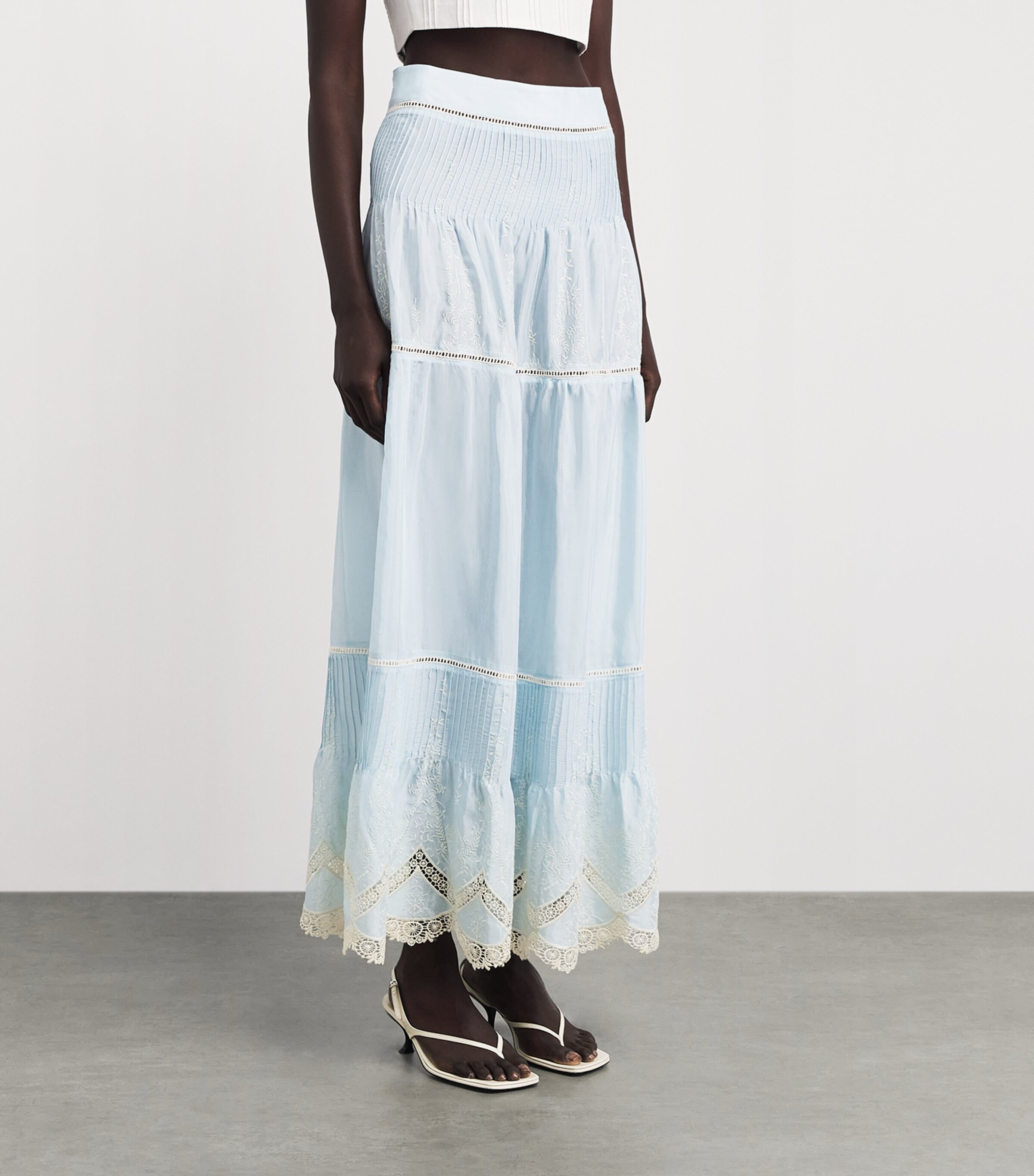 LUG VON SIGA Womens Cotton-Blend Sybill Maxi Skirt Blue Image 4
