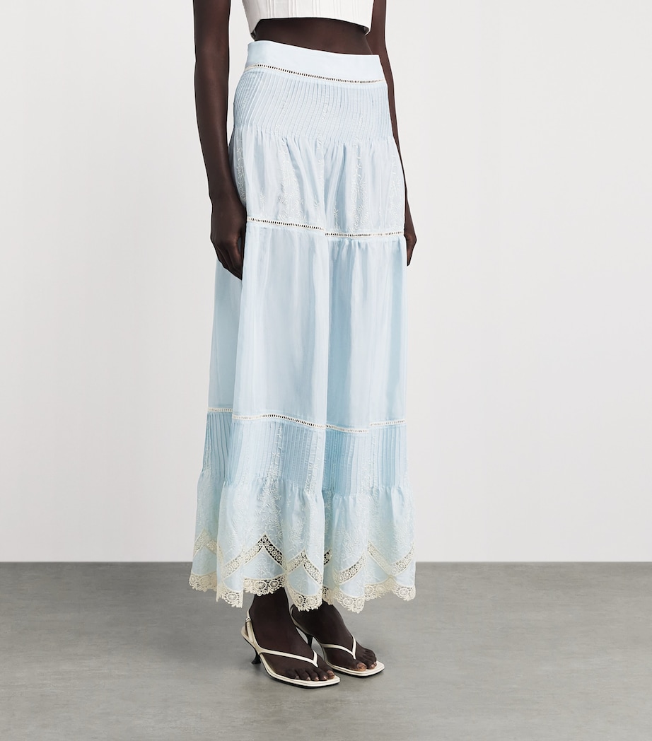 LUG VON SIGA Womens Cotton-Blend Sybill Maxi Skirt Blue Image 4