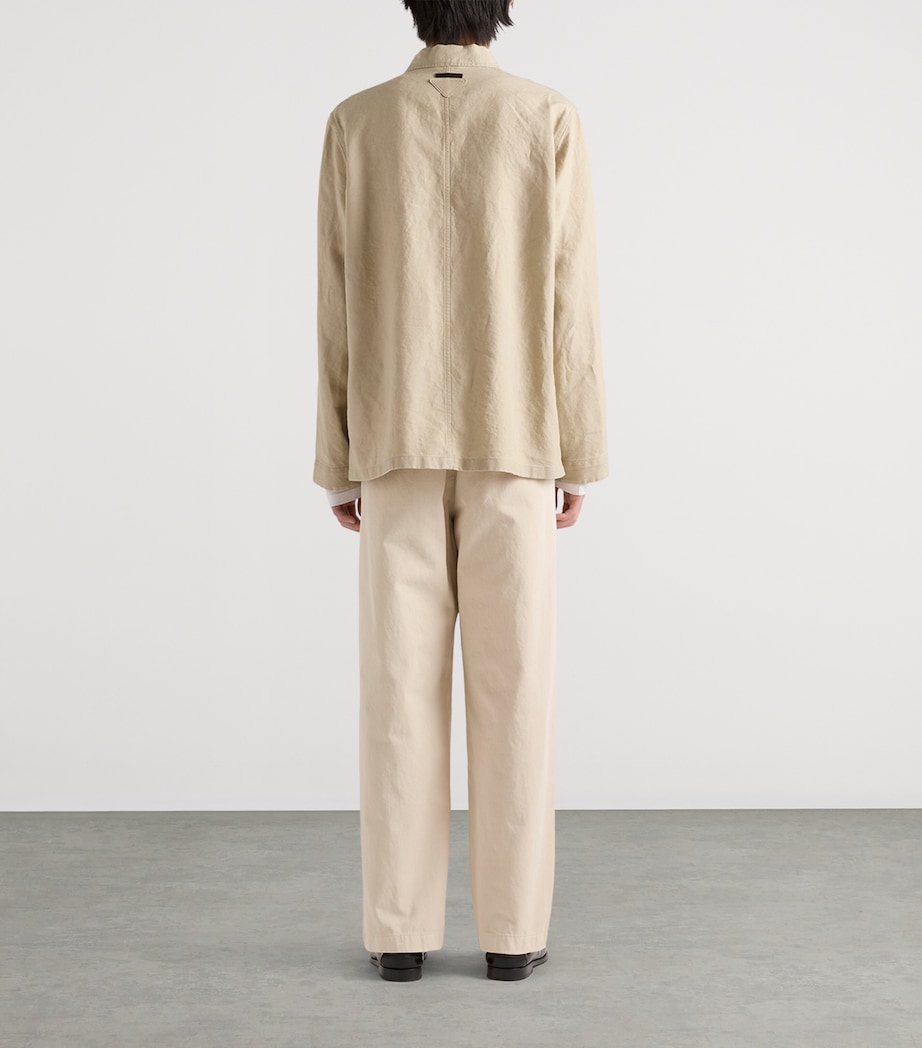 Prada Mens Linen Worker Jacket Neutral Image 5