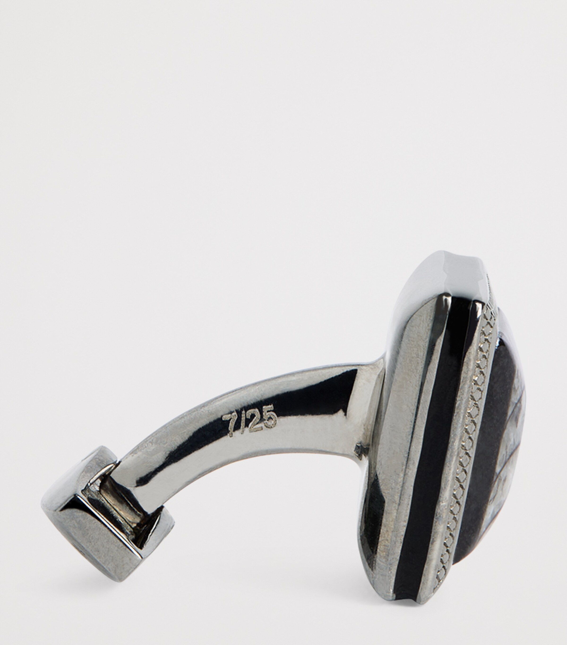 Square Engraved Enamel Cufflinks SILVER Image 4