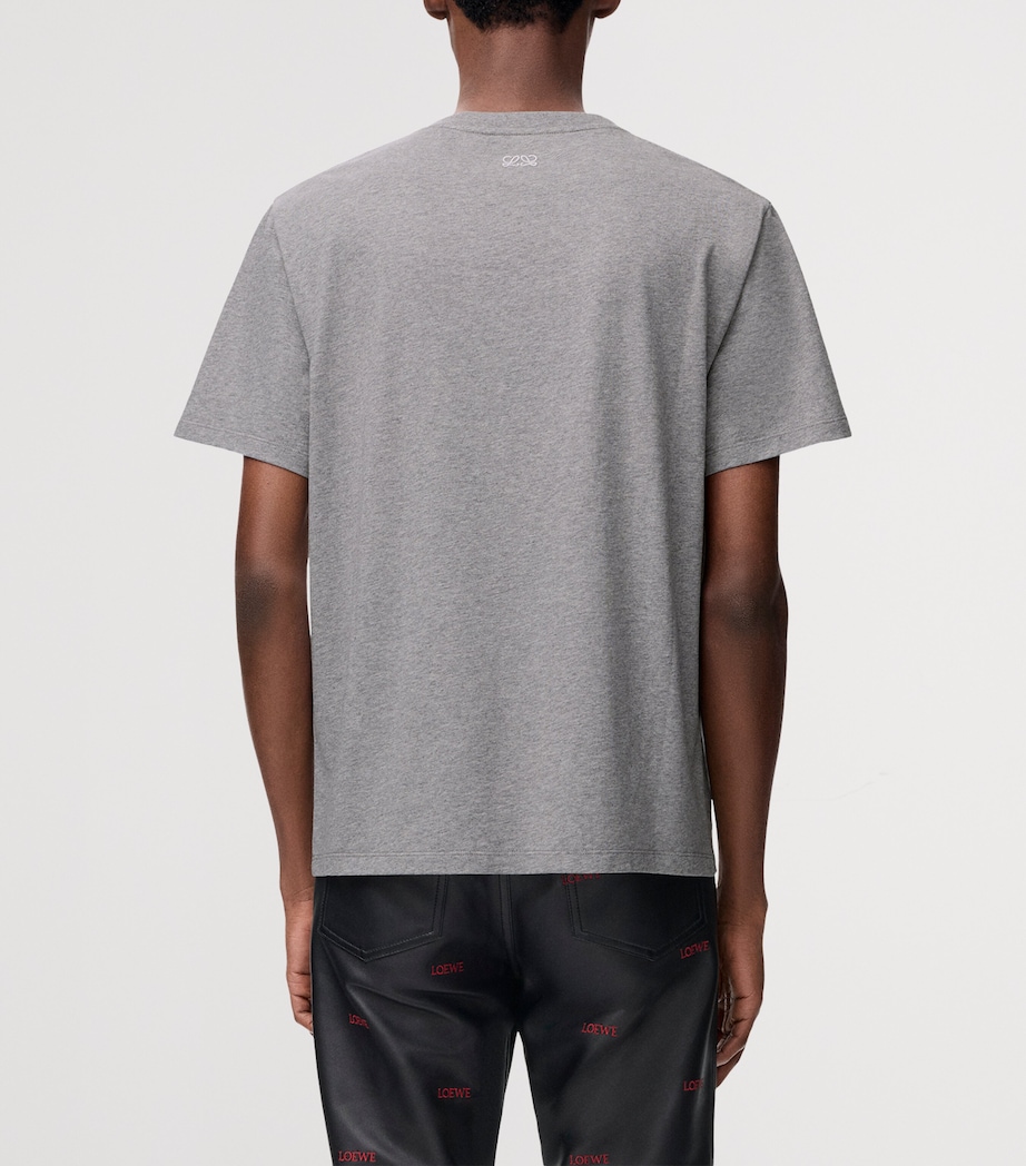 LOEWE Mens Cotton Relaxed Lion T-Shirt Grey Melange Image 4