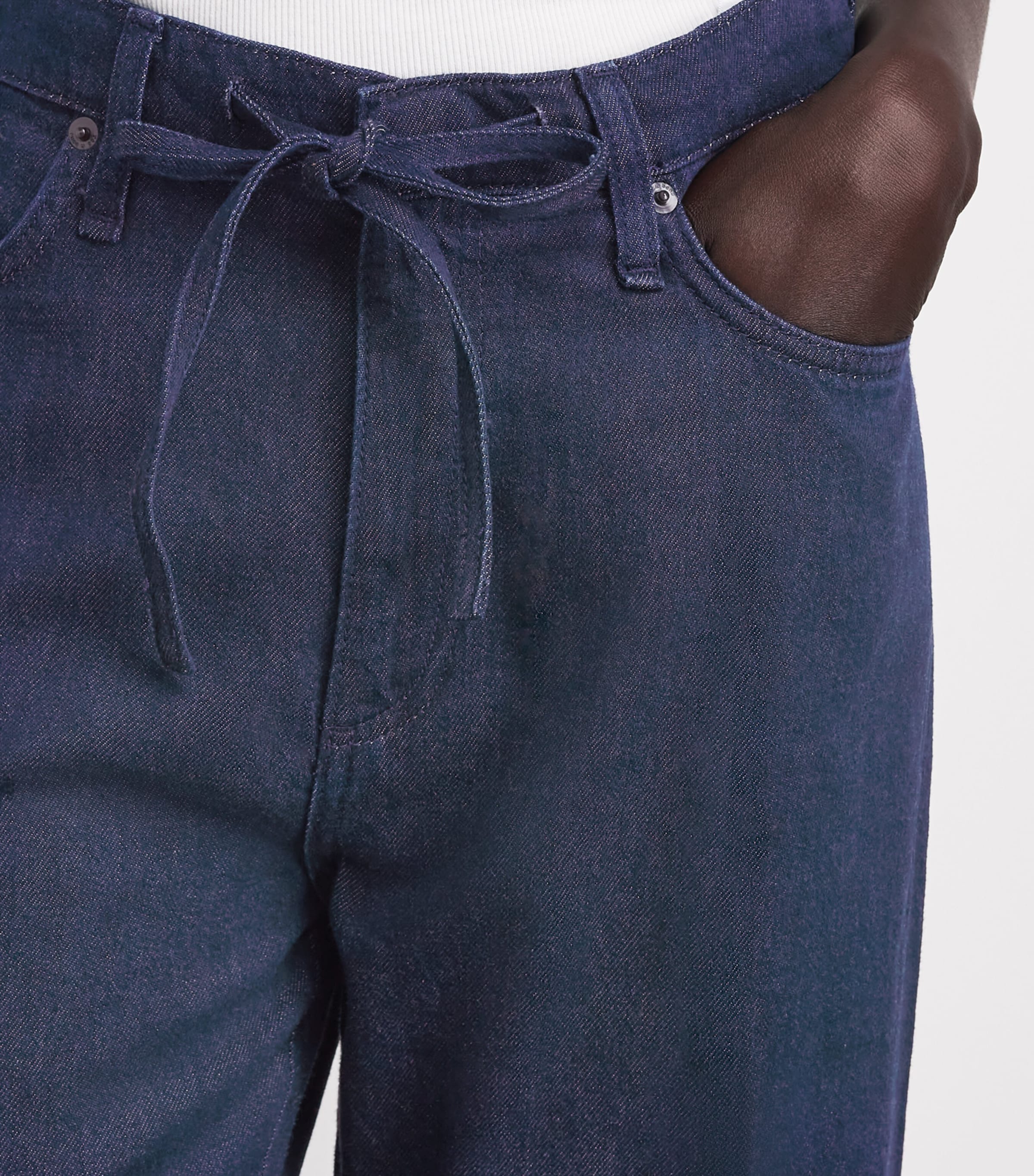 Rag & Bone Womens Drawstring Phoebe Wide-Leg Jeans Duskrinse Image 3