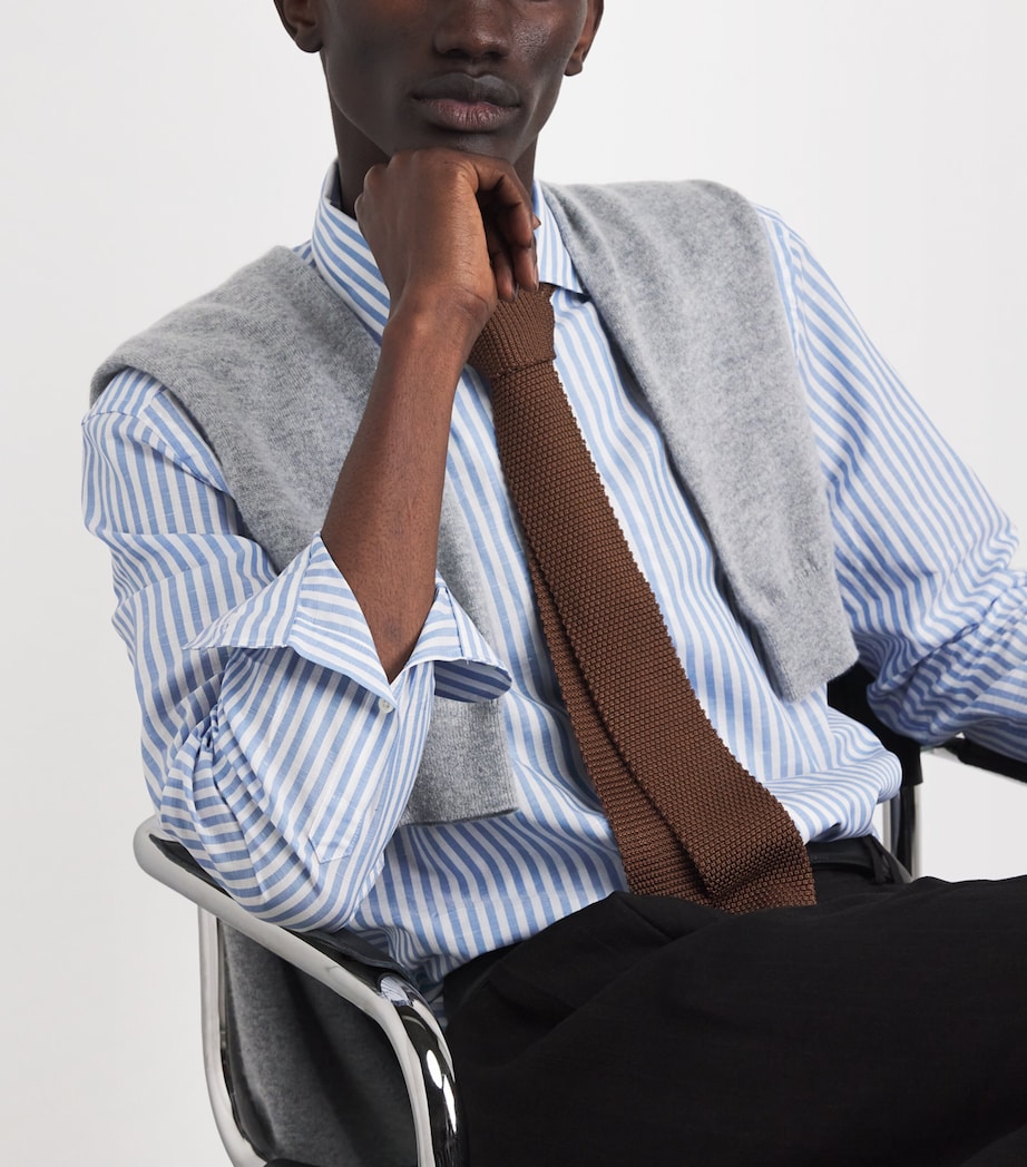 Corneliani Silk Knitted Tie Dark Brown Image 2