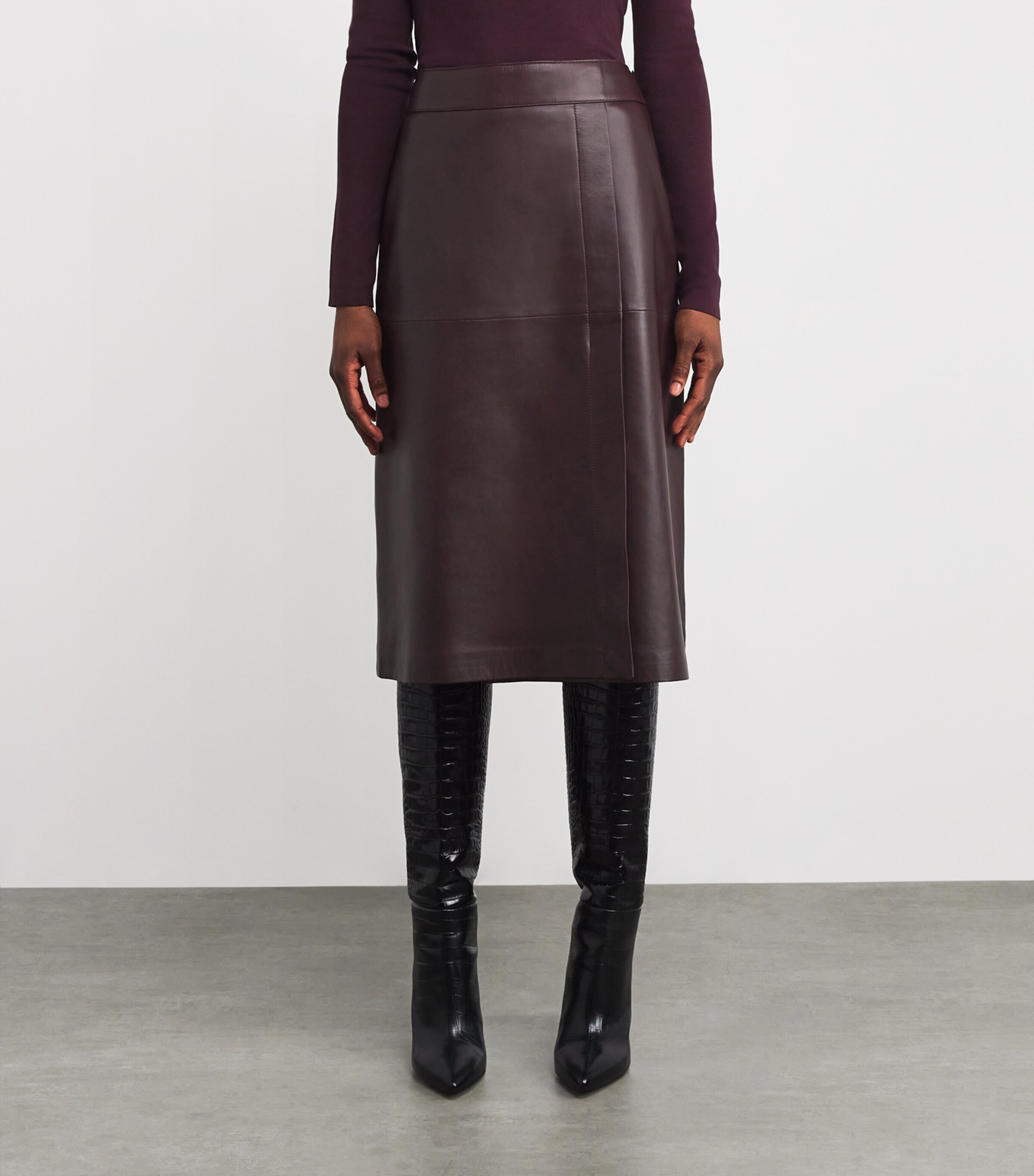 Leather Sèvres Midi Skirt MARASCHINO Image 3