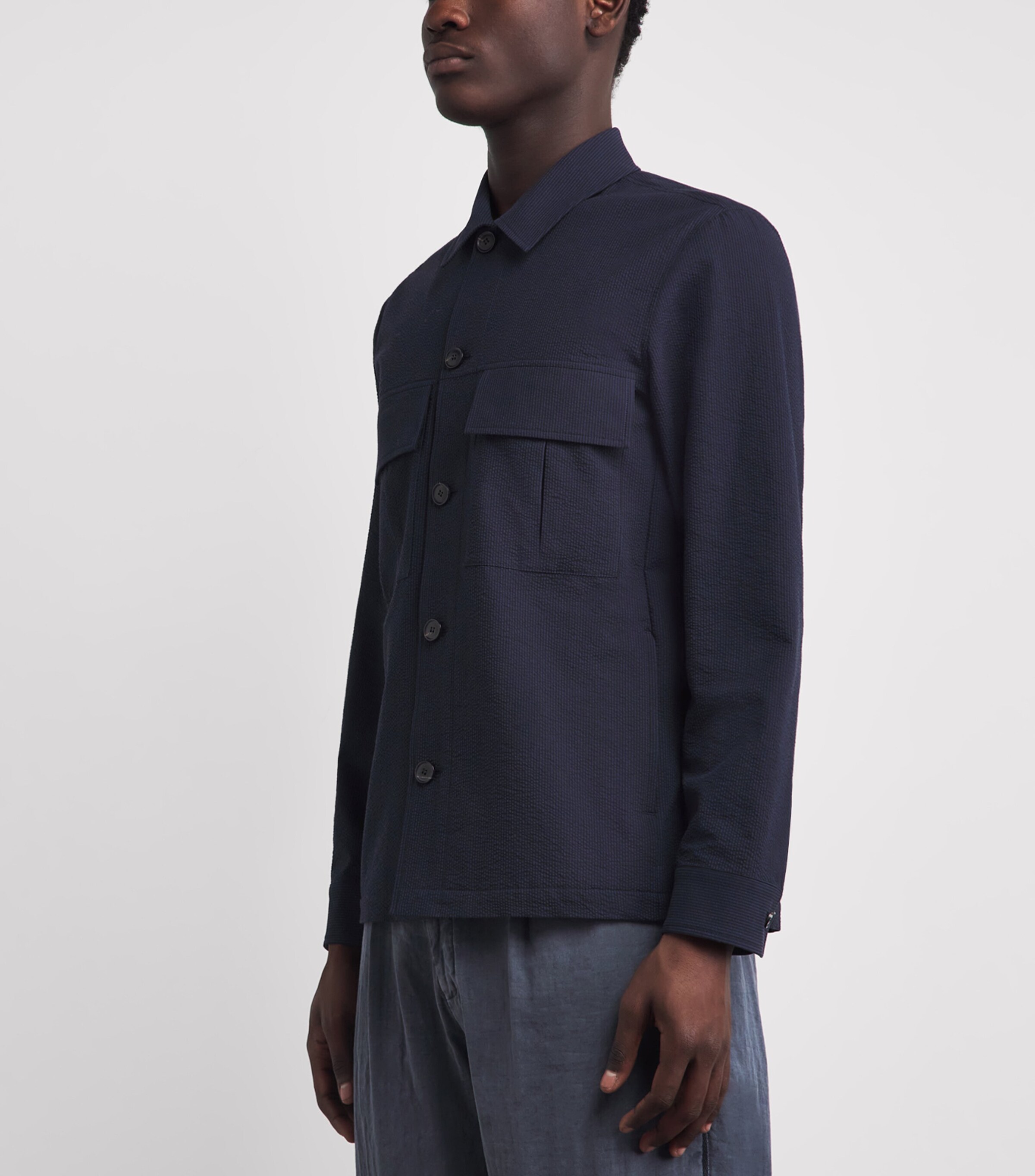 Paul Smith Mens Seersucker Twin-Pocket Overshirt Image 4