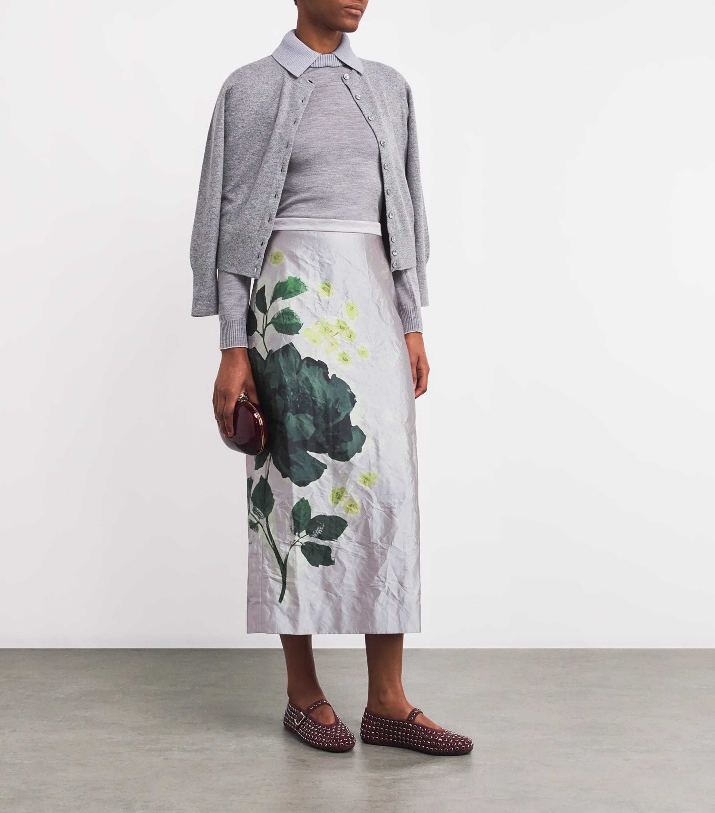 ERDEM Roselia Edith-Print Silk スカート Erdem Satin Floral Pencil Skirt | Harrods UK