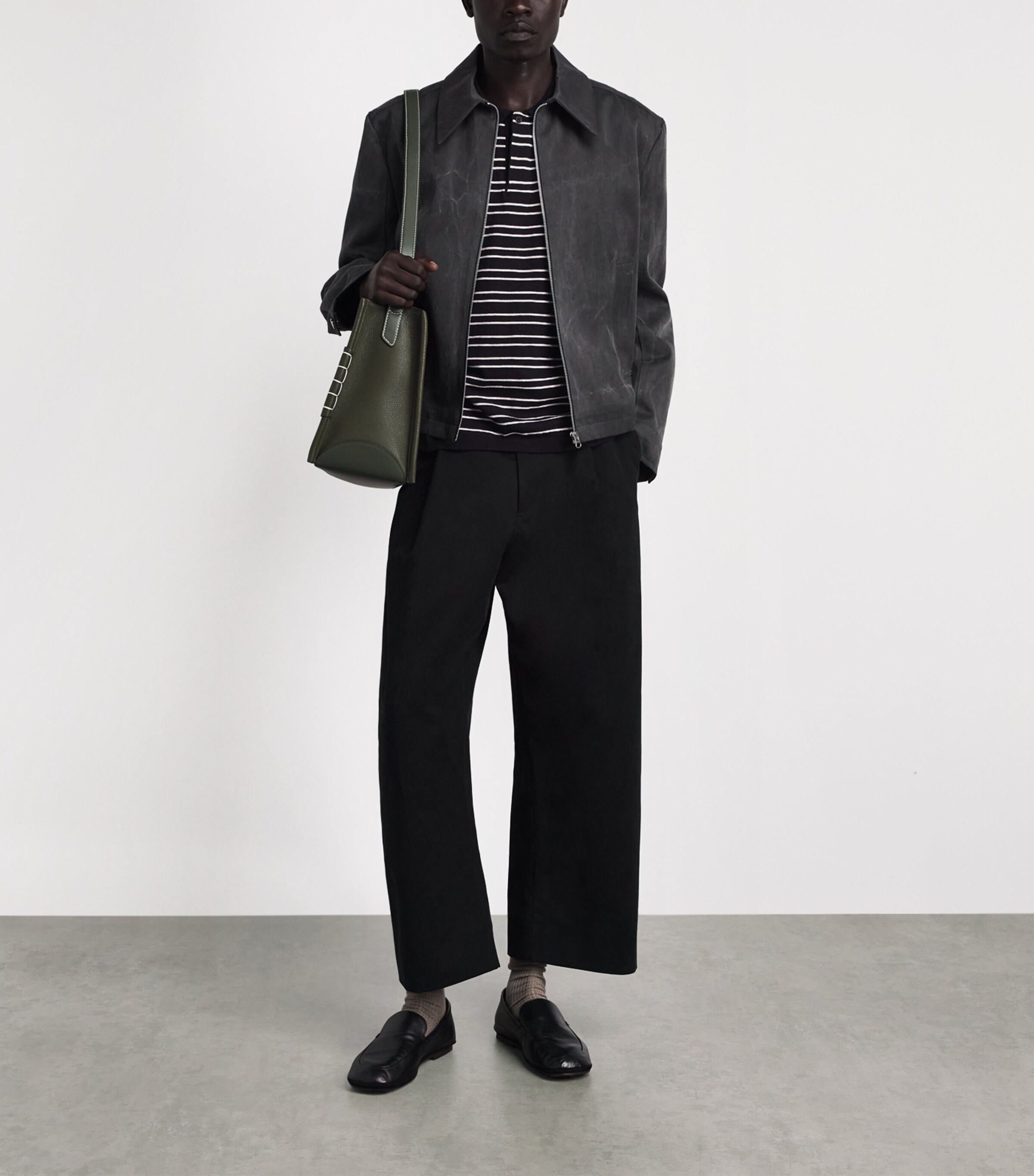 Represent Mens Cotton Stripe Polo Shirt Jet Black Image 2