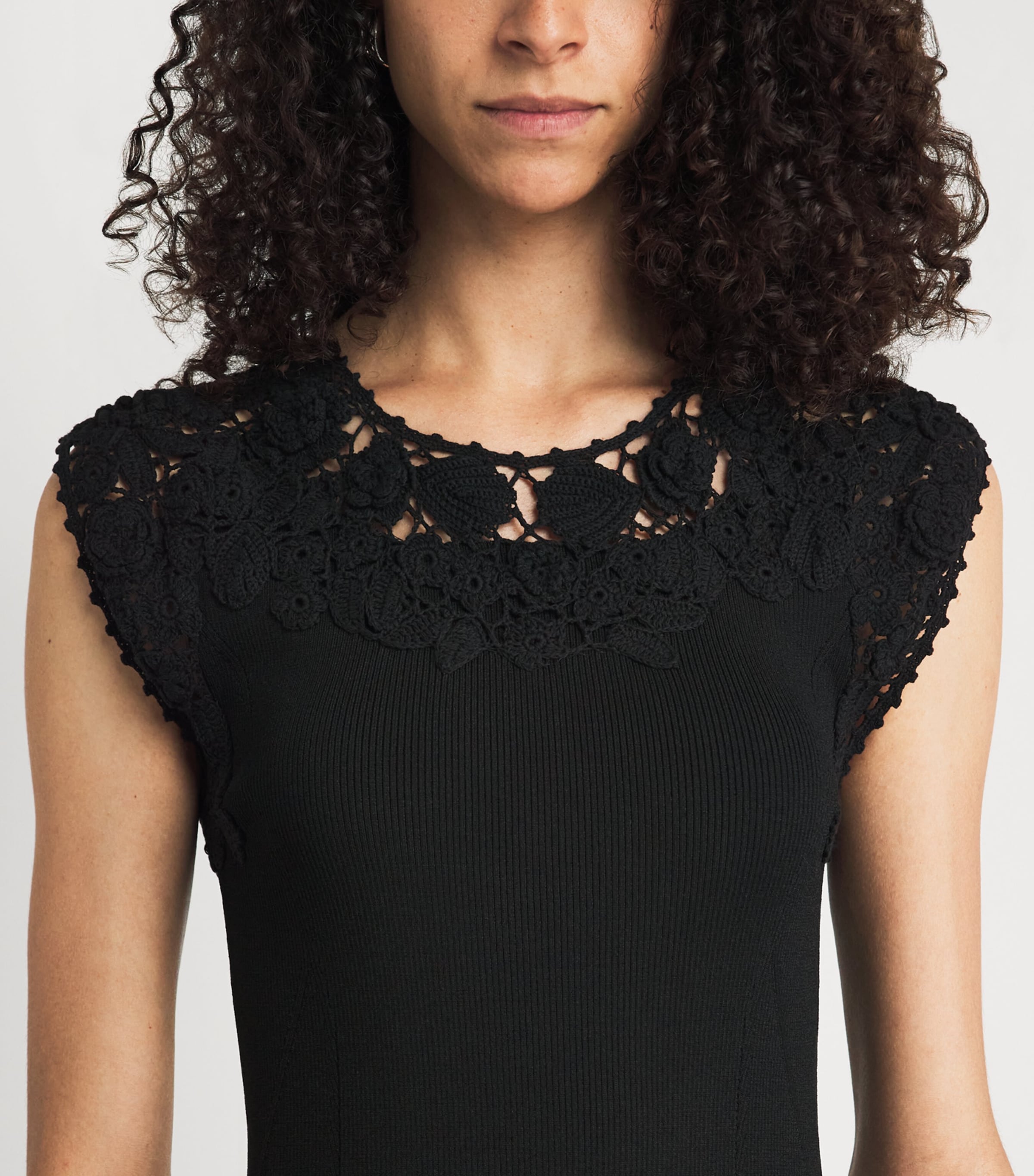 Ulla Johnson Womens Crochet-Trim Noemie Mini Dress Noir Image 3