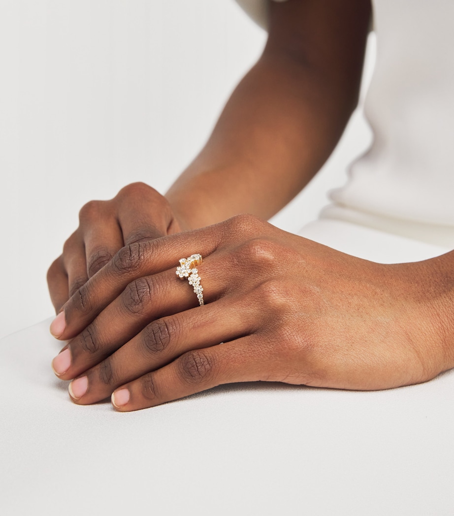 Sophie Bille Brahe Yellow Gold and Diamond Fleur Splash Ring Yellow Gold Image 2