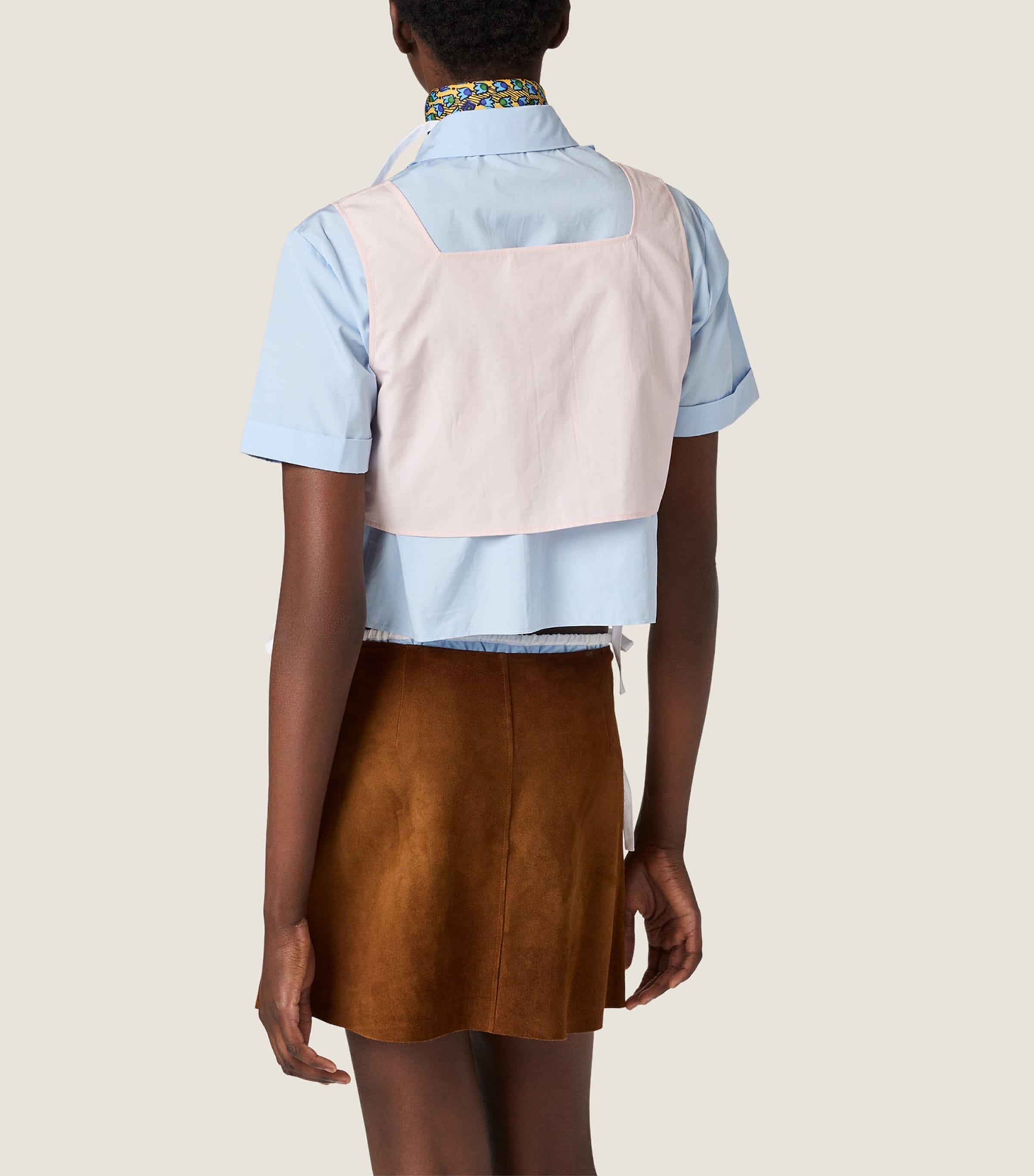 Miu Miu Womens Cotton Ruffled Crop Top Pink Image 3