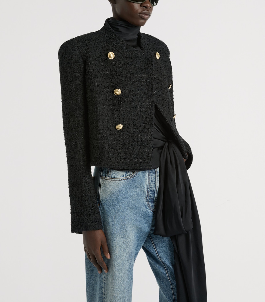 Balmain Womens Tweed Officer Jacket Noir Image 4