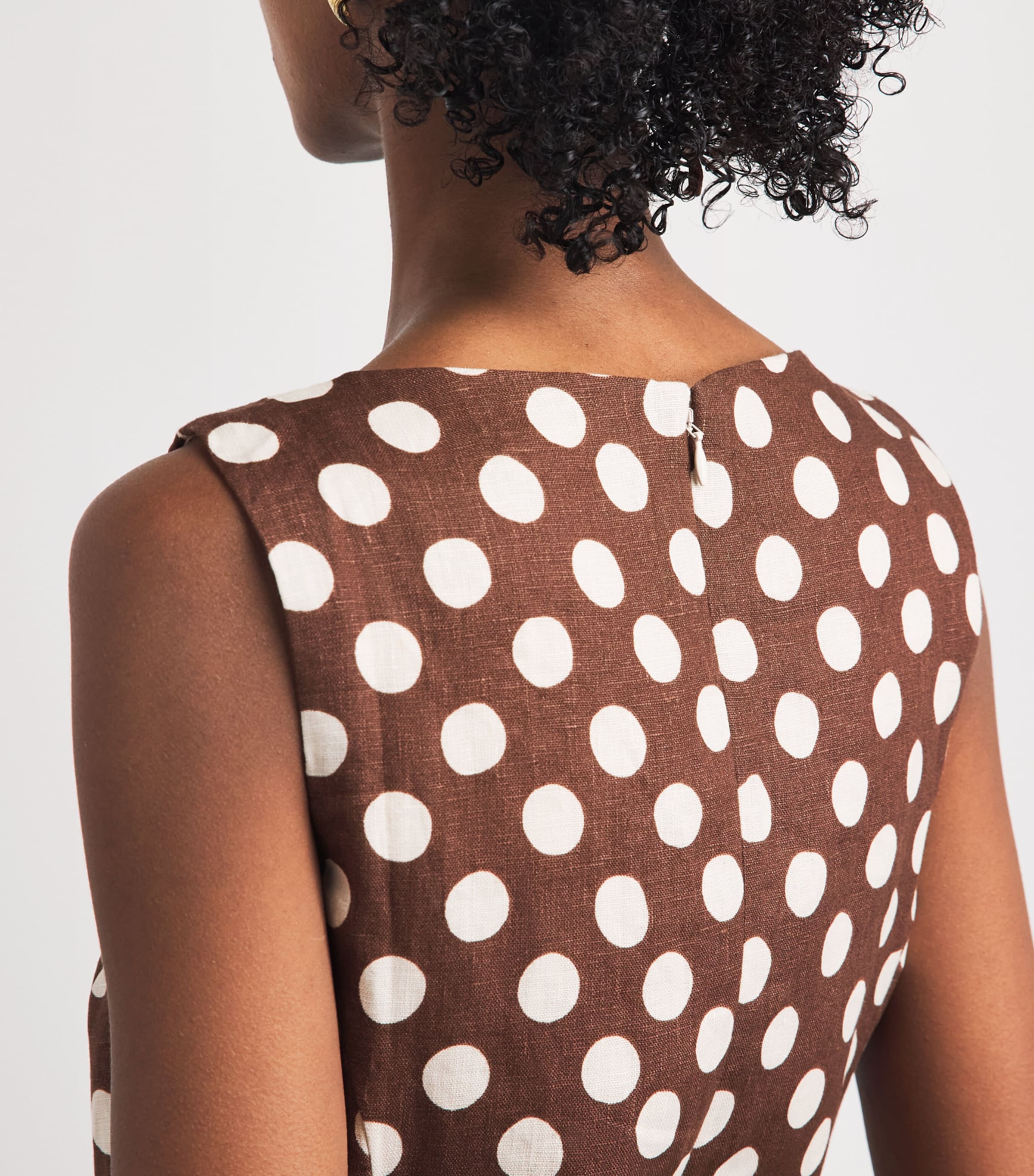 Faithfull the Brand Brown Linen Polka-Dot Lydie Mini Dress