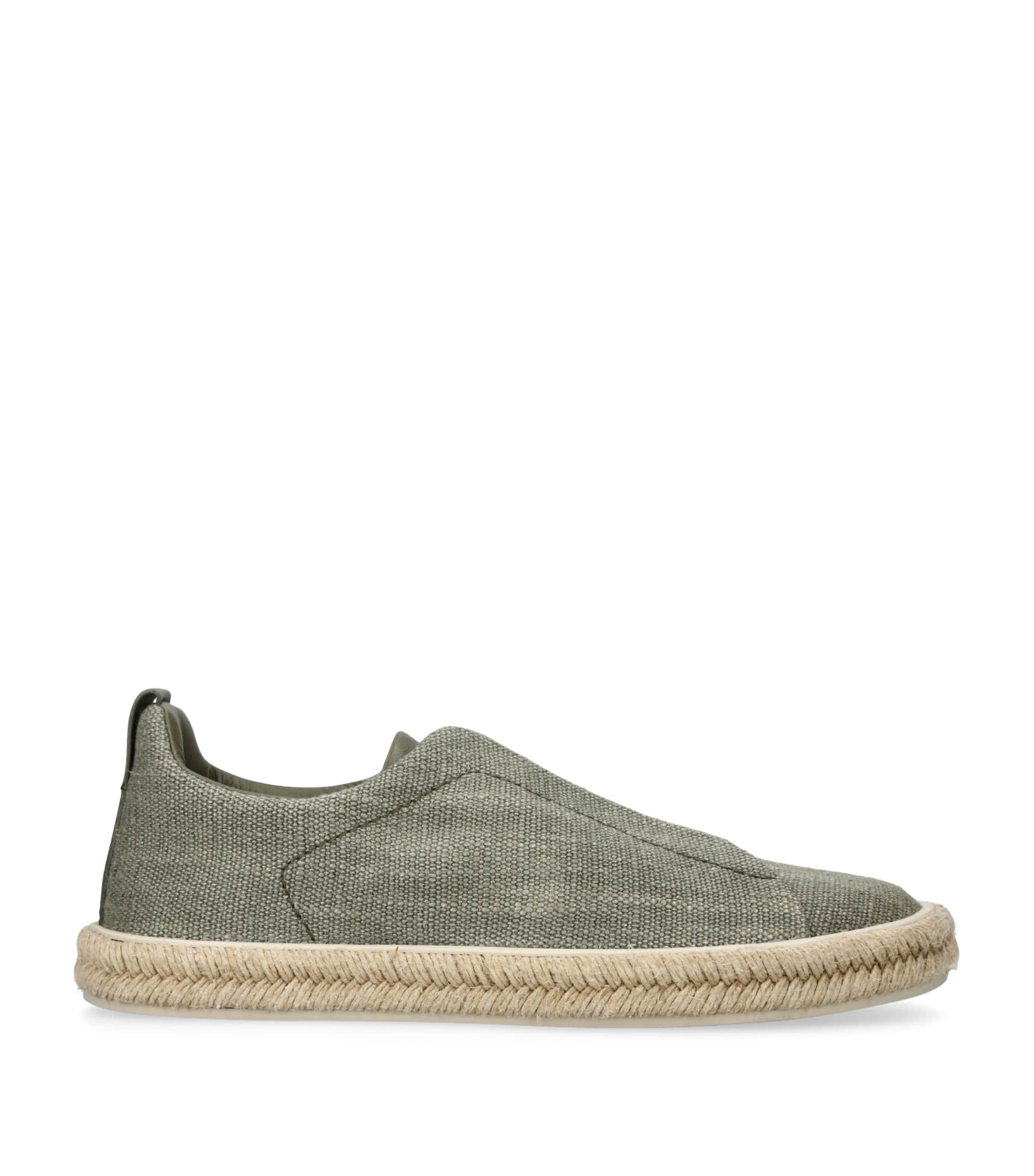 Zegna Canvas Triple Stitch Espadrilles In Green