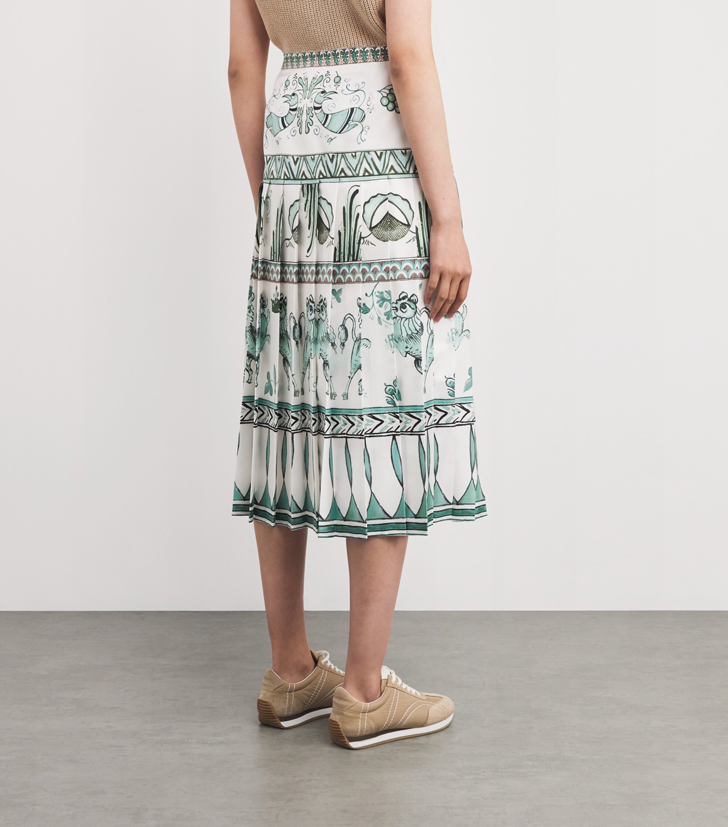 Silk Pleated Midi Skirt VR1 BNCO/OTNIO/VRDE Image 3