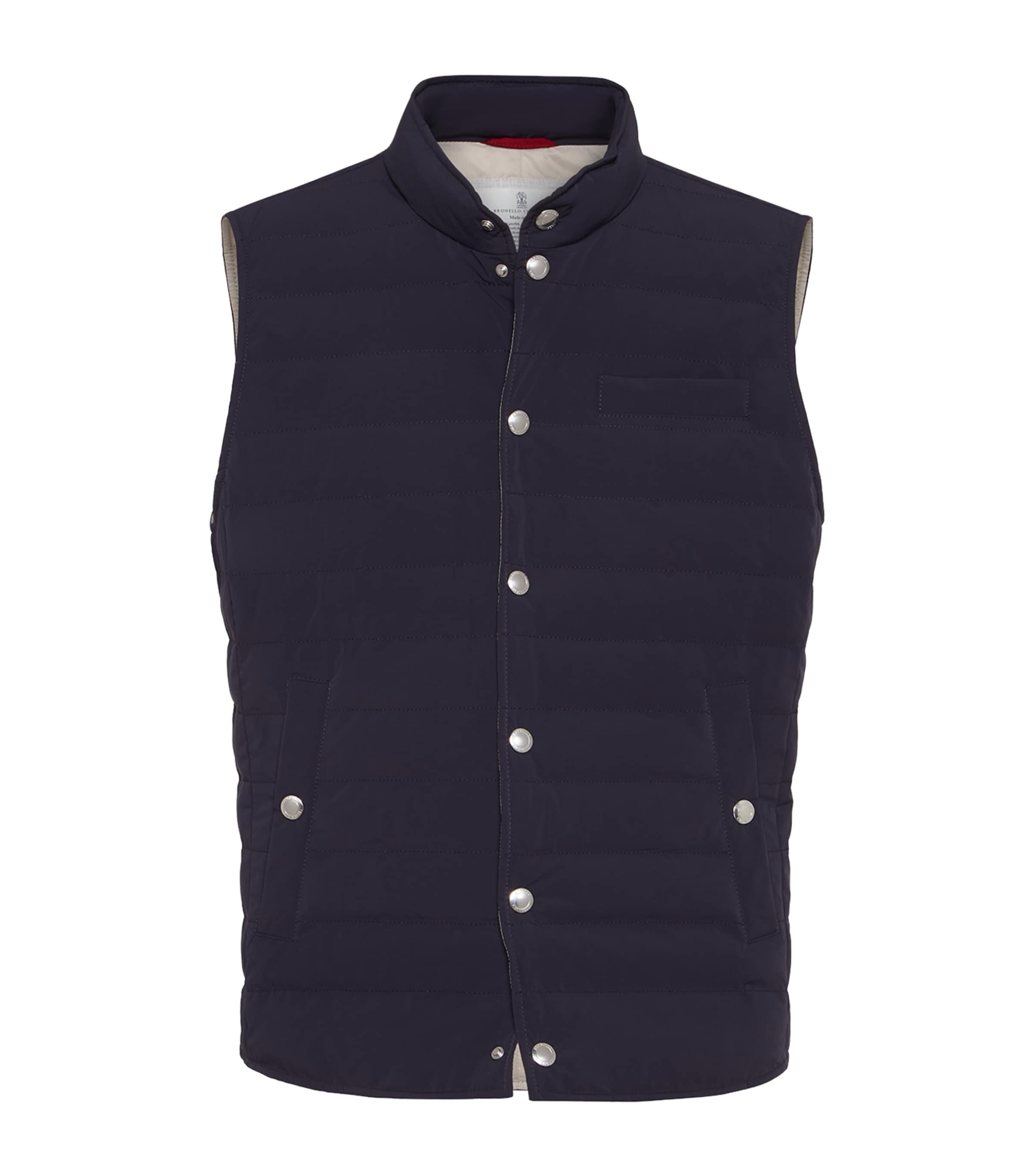 Brunello Cucinelli Bonded Taffeta Down Gilet In Blue