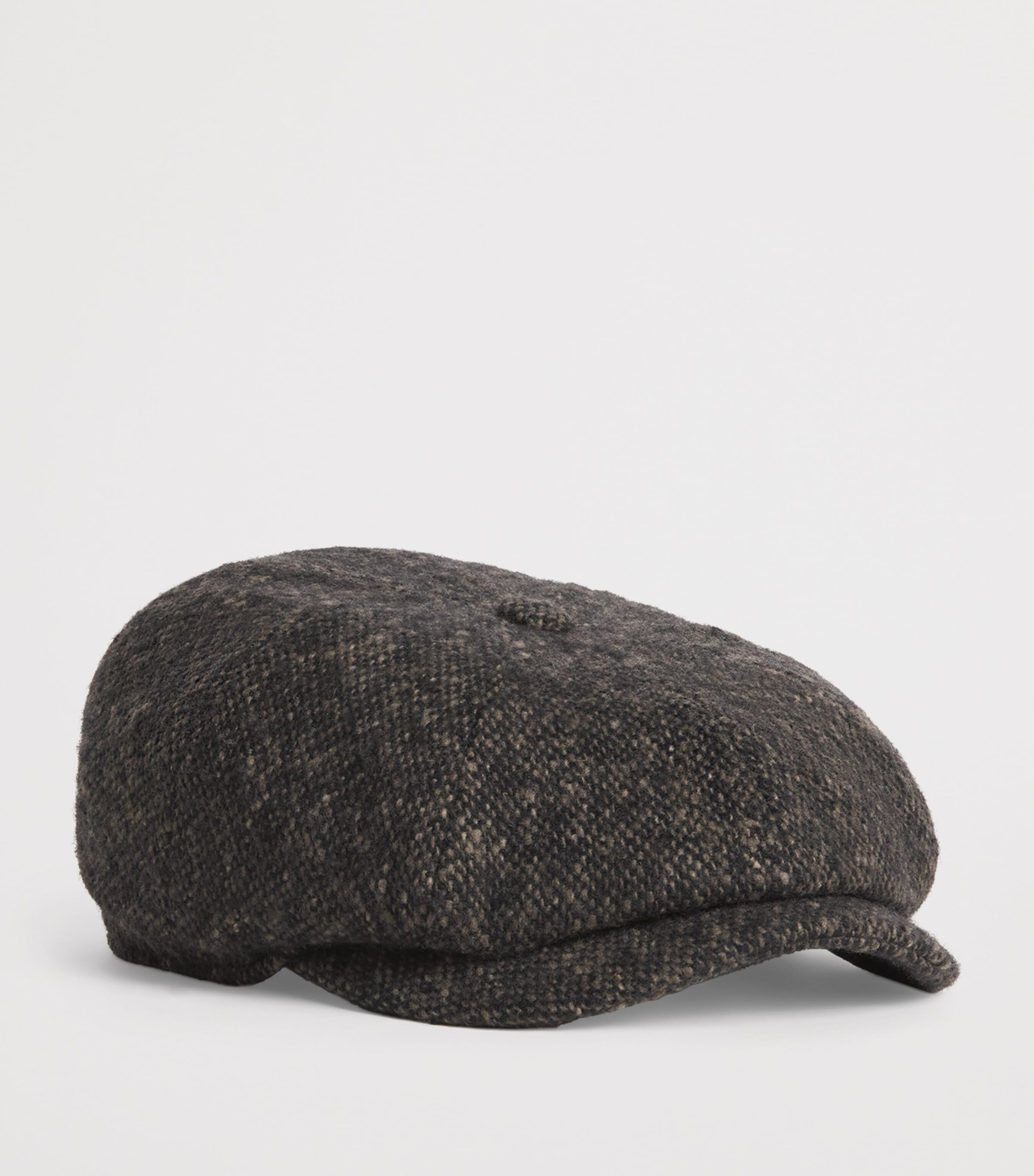 Wool Tweed Donegal Flat Cap 417 - BLACK/MUD Image 2