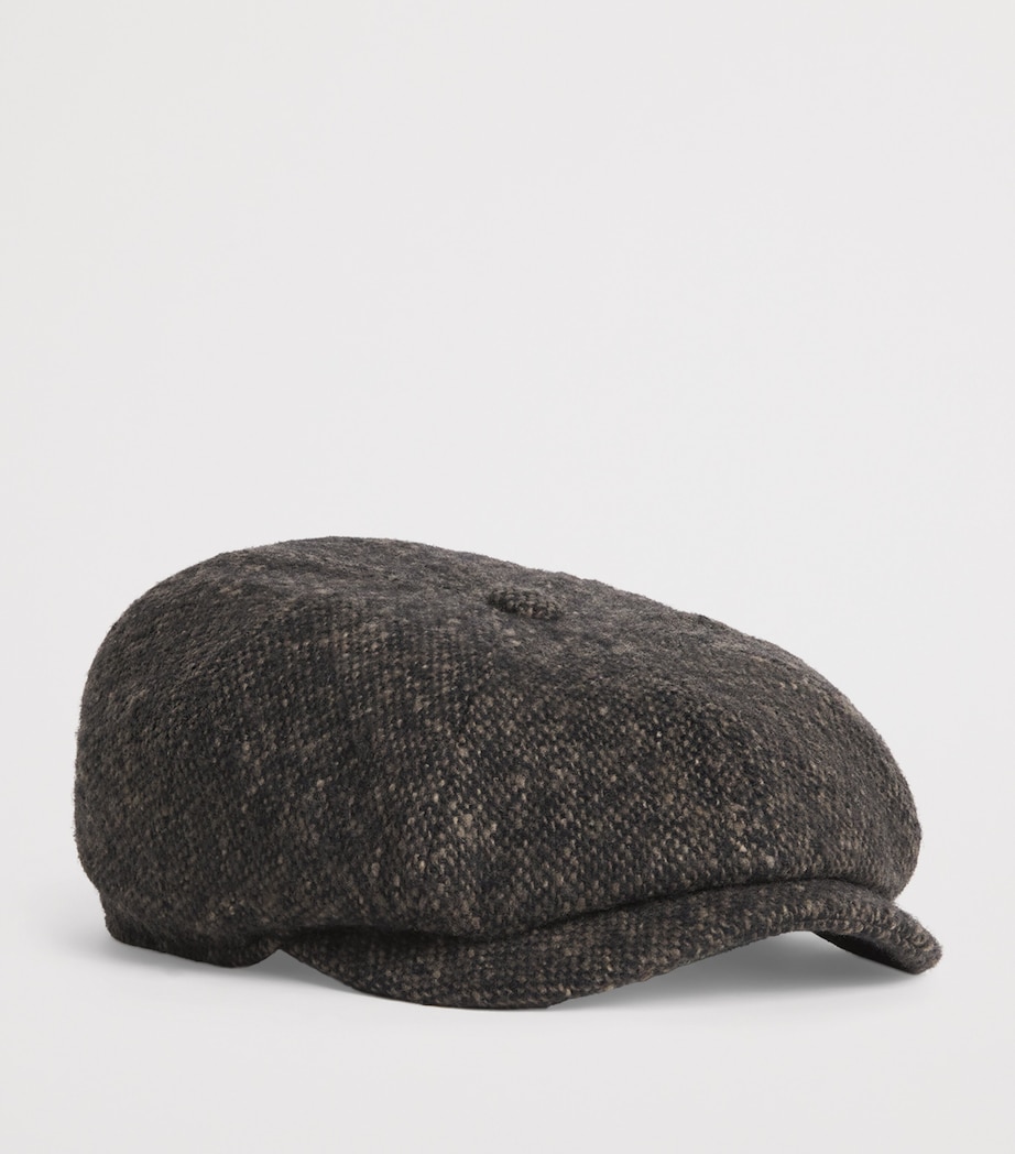 Wool Tweed Donegal Flat Cap 417 - BLACK/MUD Image 2