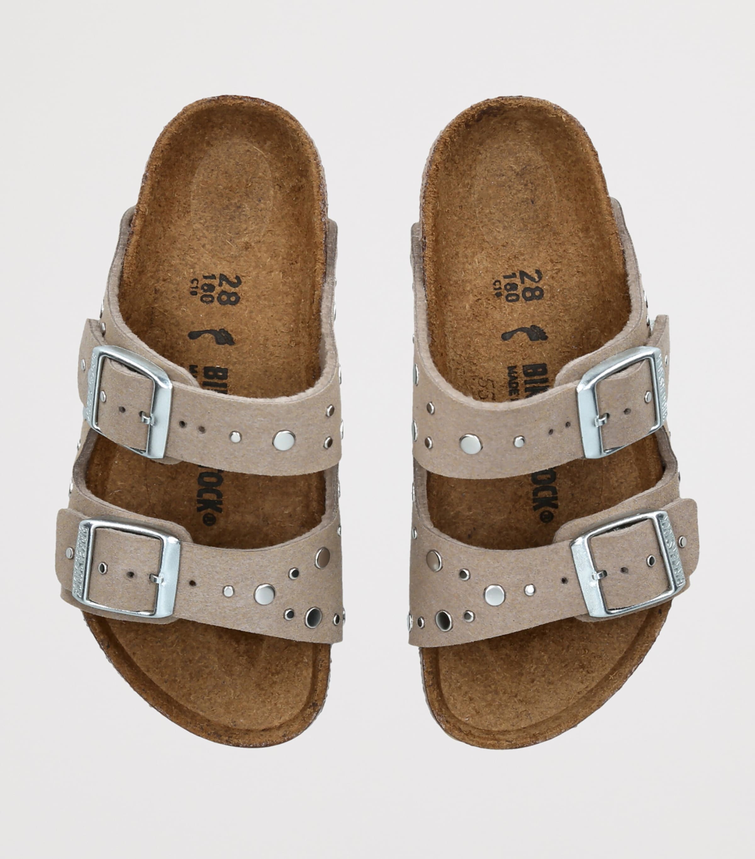 Birkenstock Suede Arizona Rivet-Detail Sandals Taupe Image 4