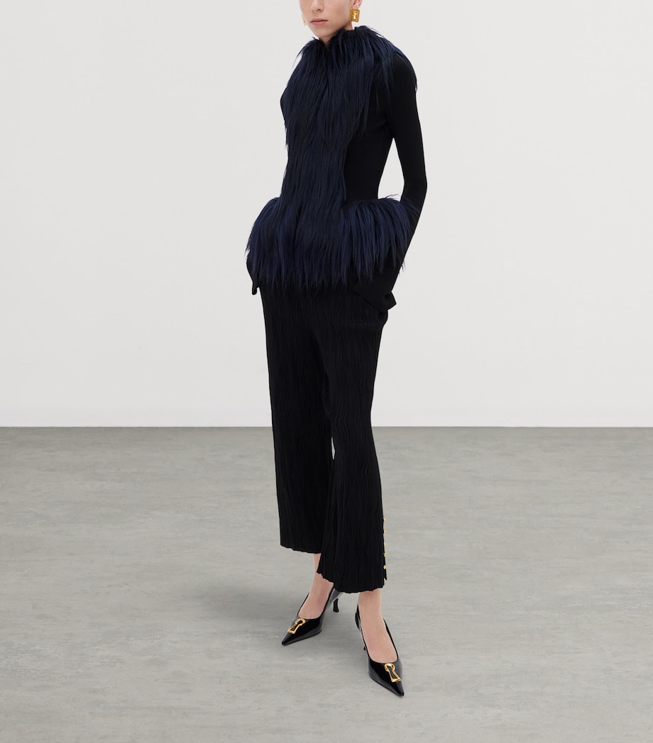 Schiaparelli Womens Goat Hair Embellished Cardigan Black Image 1