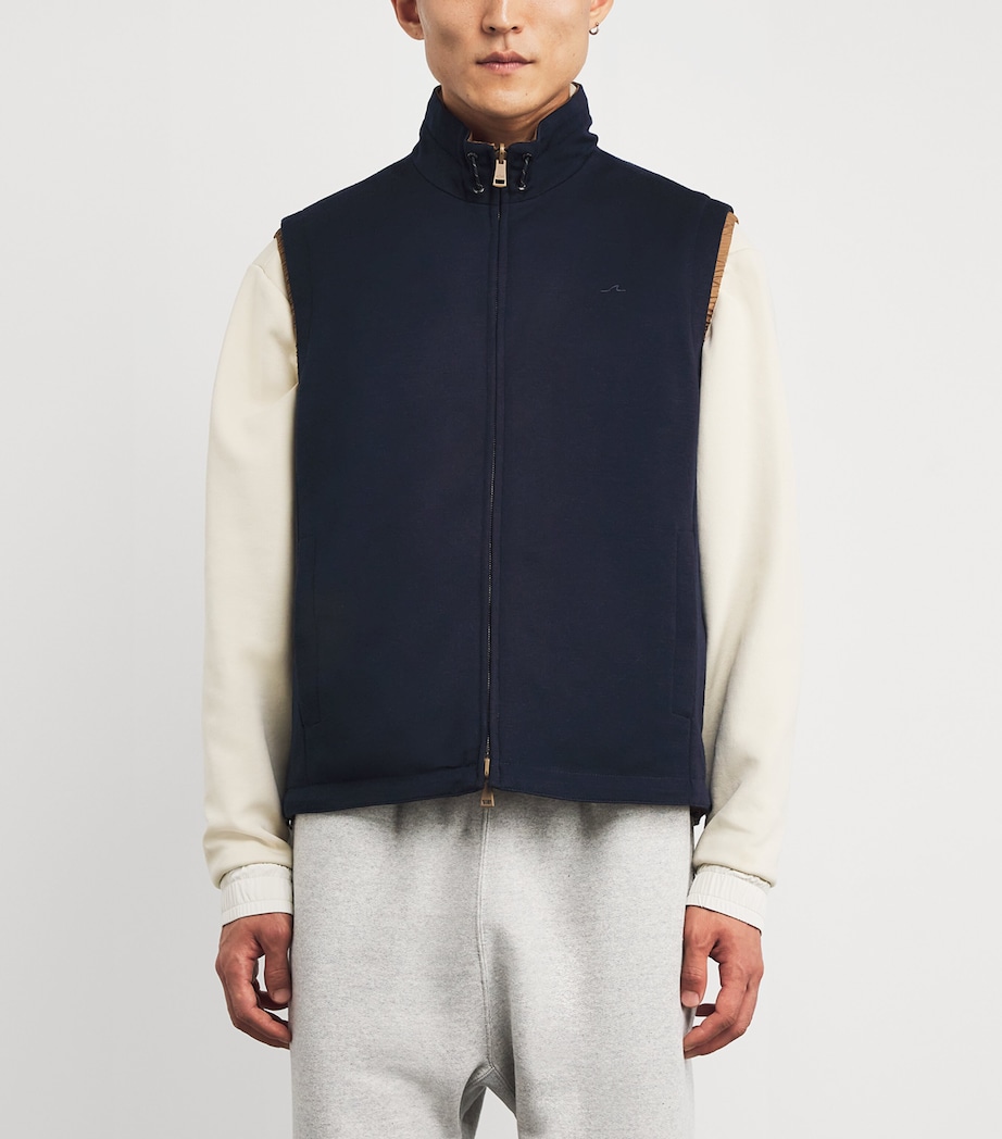 Wool-Silk Riviera Reversible Gilet 627 NOCCIOLA/BLU Image 6
