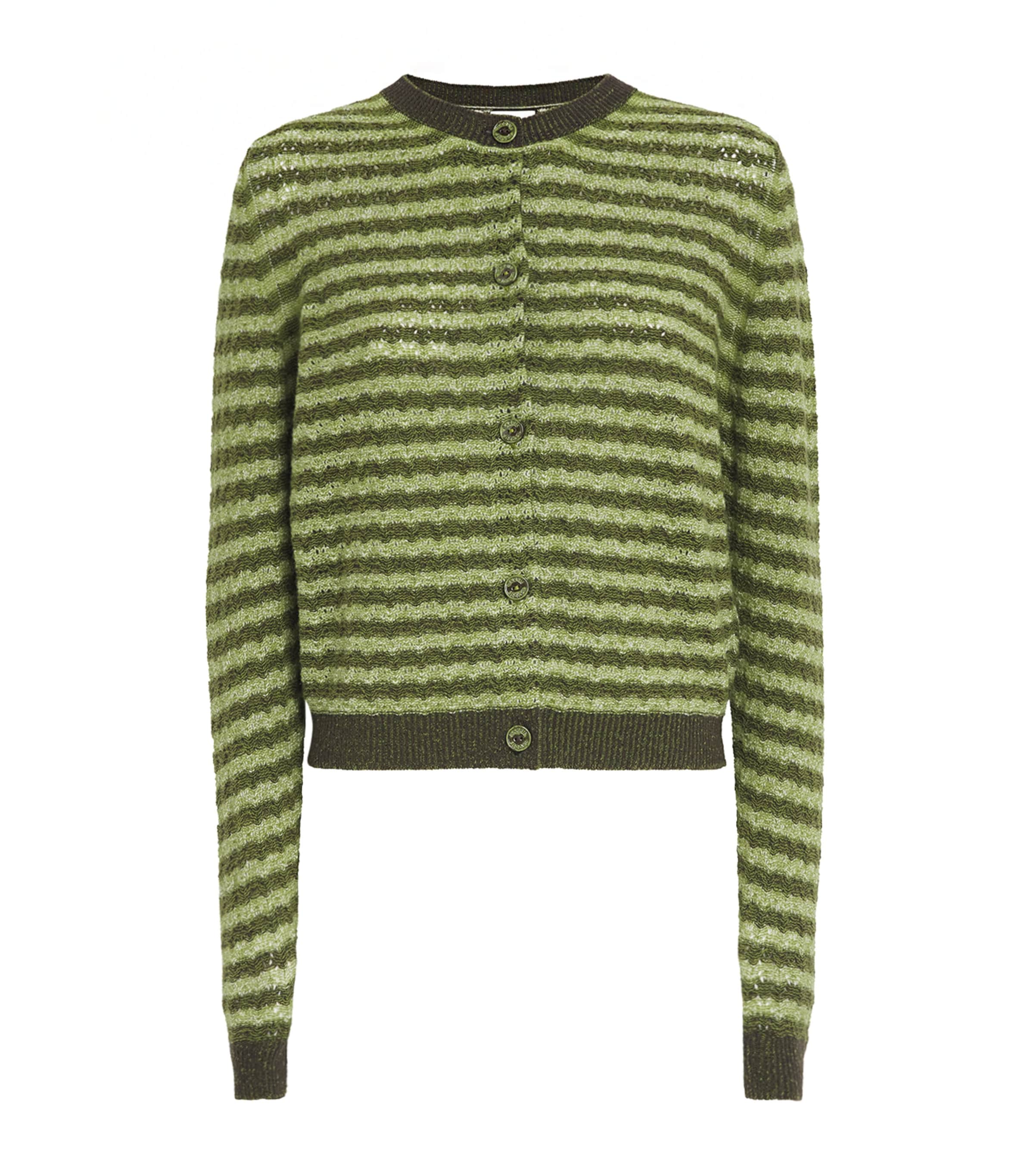 Barrie Womens Cashmere Stripe Cardigan Chntily/drk Mlt Image 1